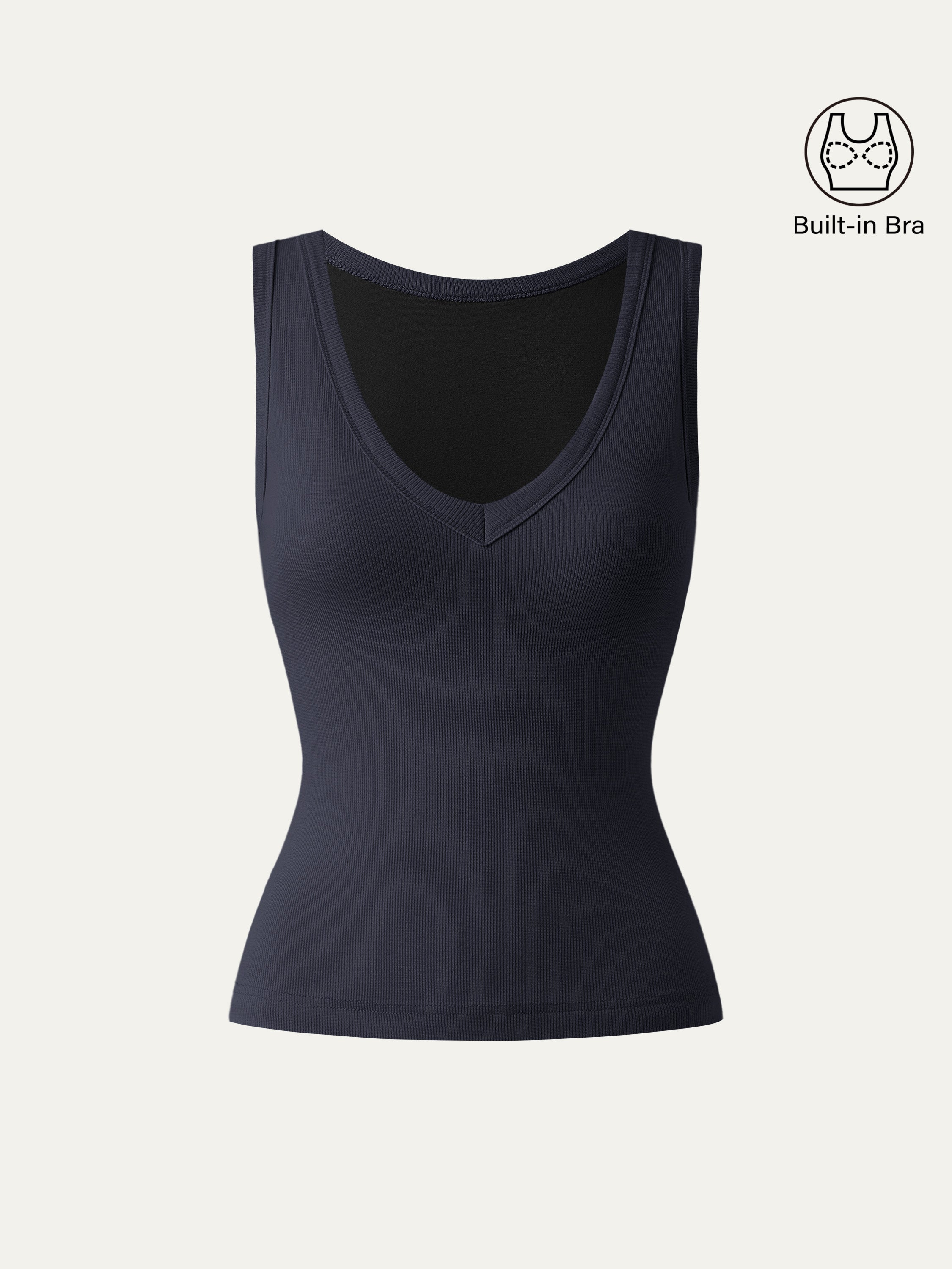 OGLmove Stretchy Cotton Air Bra V-Neck Tank Top Heather Grey