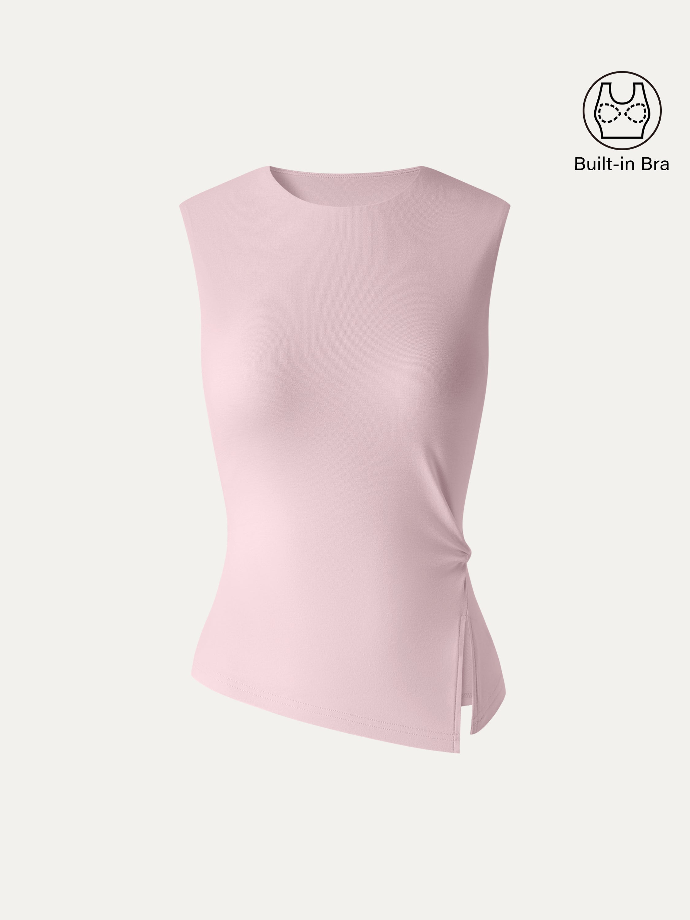 OGLmove Round Neck Twisted Bra Tank with Slit