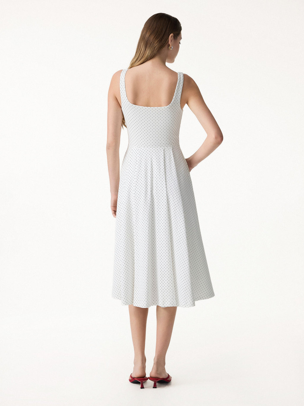 OGLmove Women's Stretch Cotton Square Neck Midi Bra Dress with Pockets