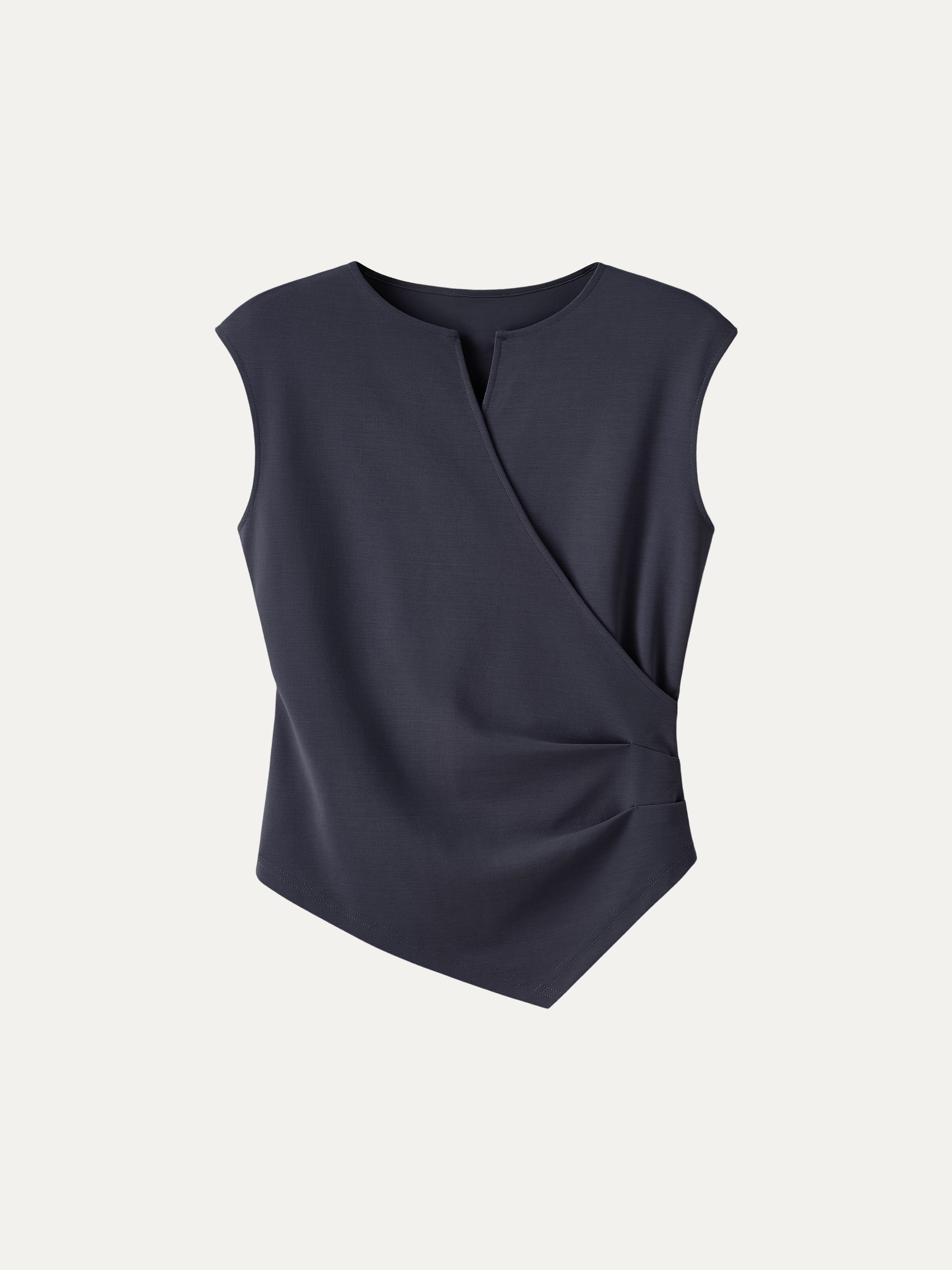 OGLmove Surplice Wide Shoulder Tucked Angled Tank Top