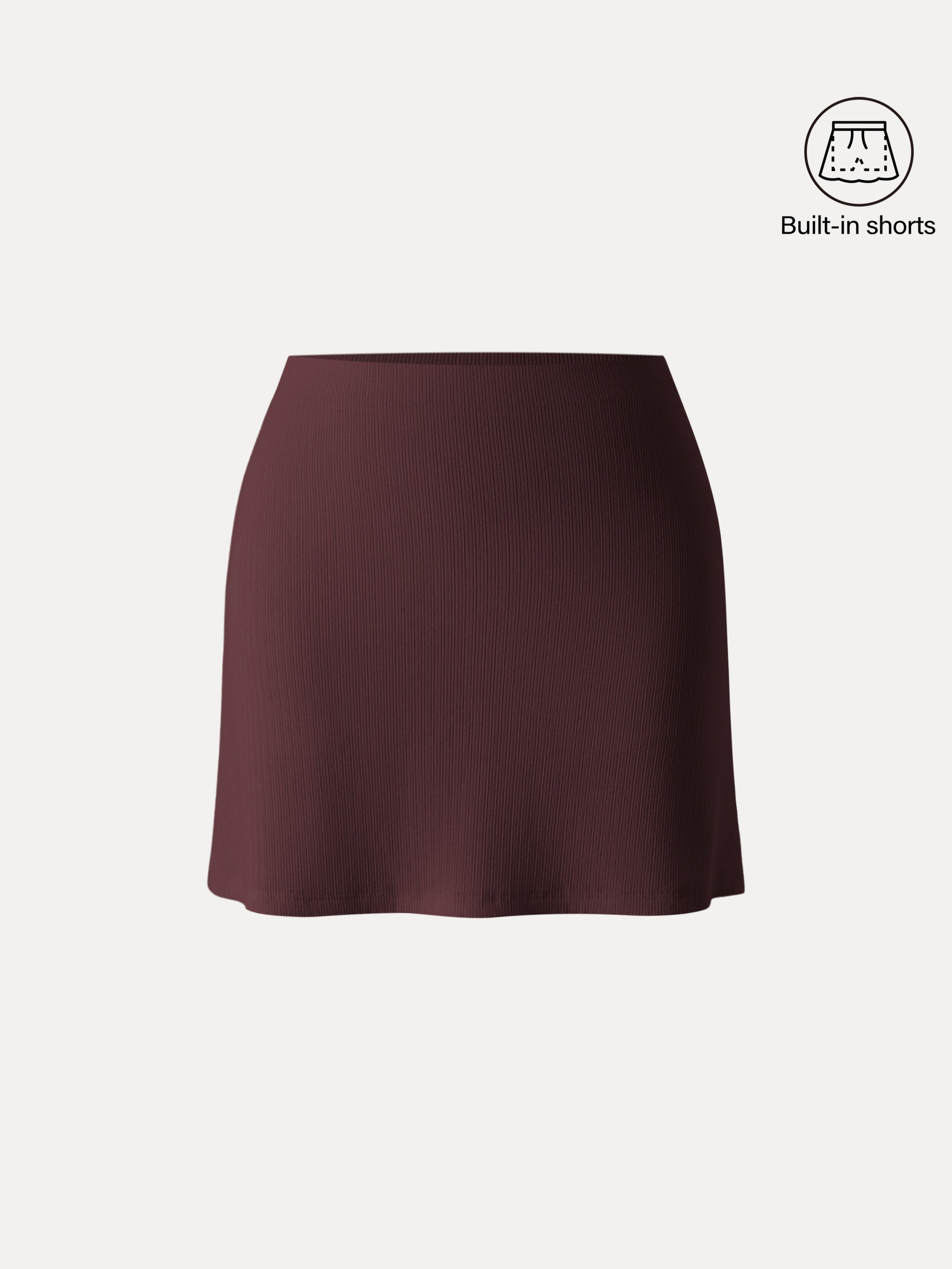 OGLmove Stretch Cotton Pointelle A-Line Mini Skirt with Built-In Shorts