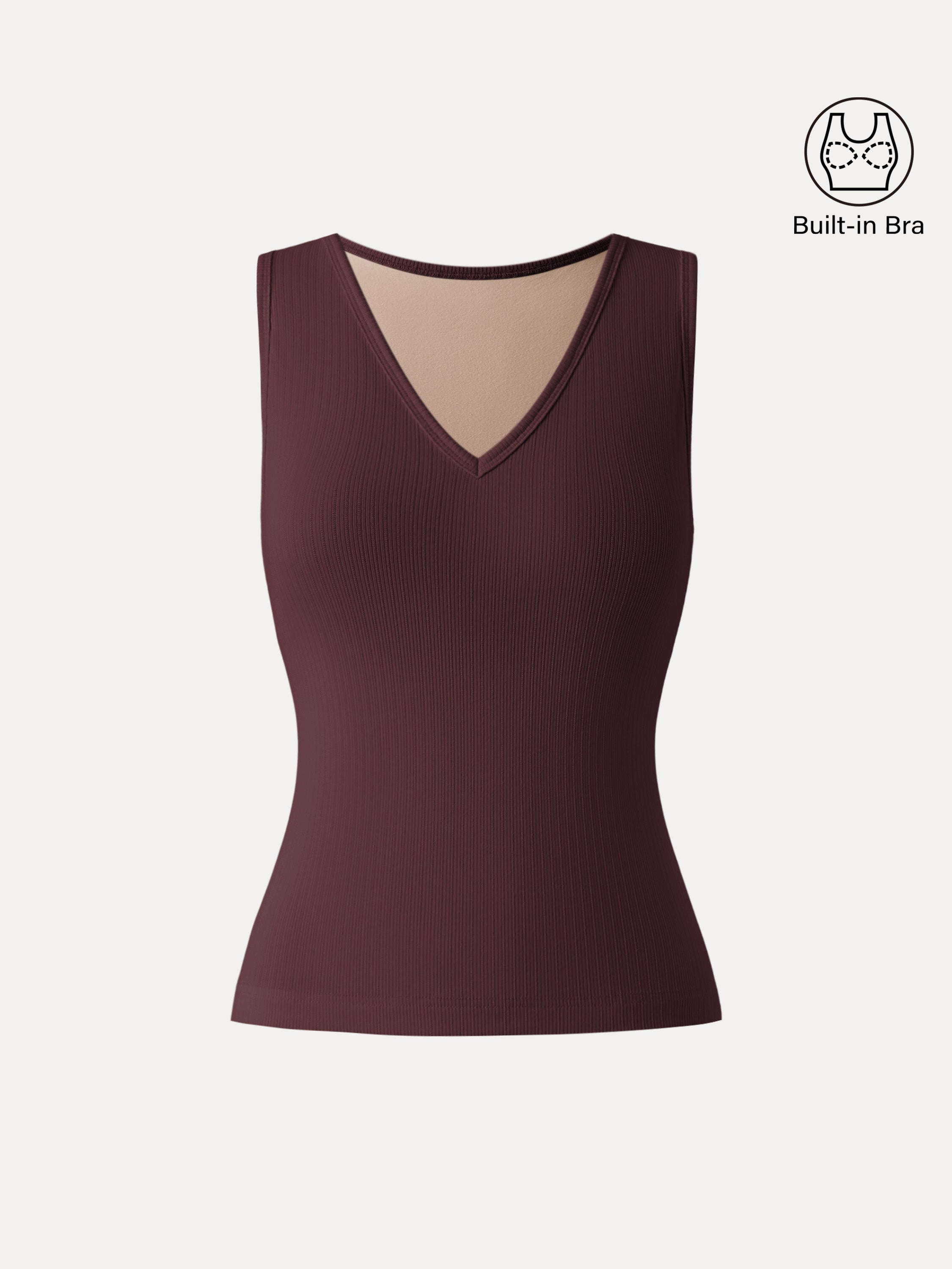 OGLmove Women's Pointelle V-Neck Sleeveless Bra Tank