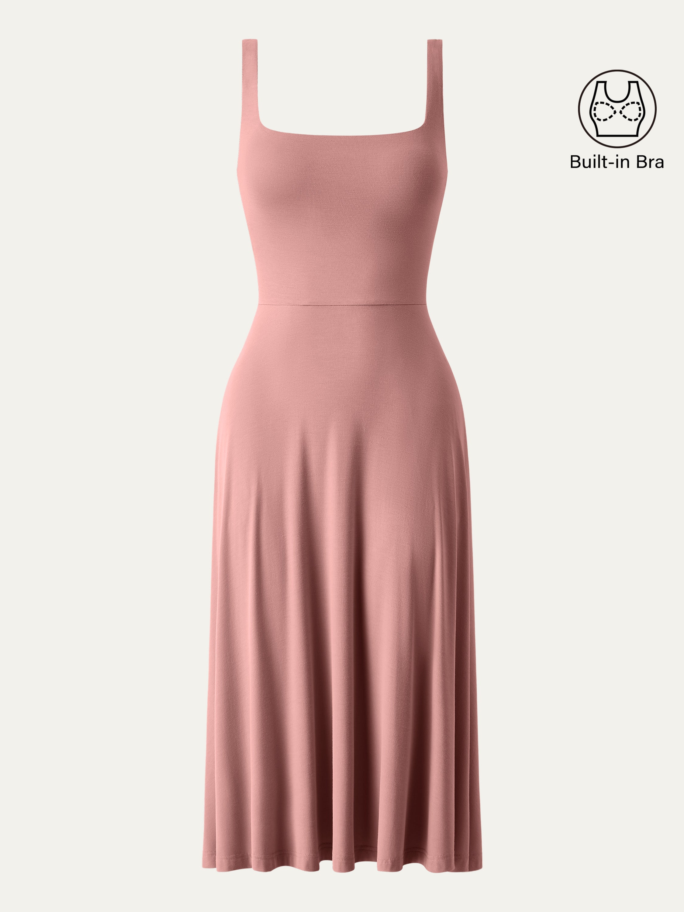 OGLmove Square Neck Flowy New Airy Bra Midi Dress