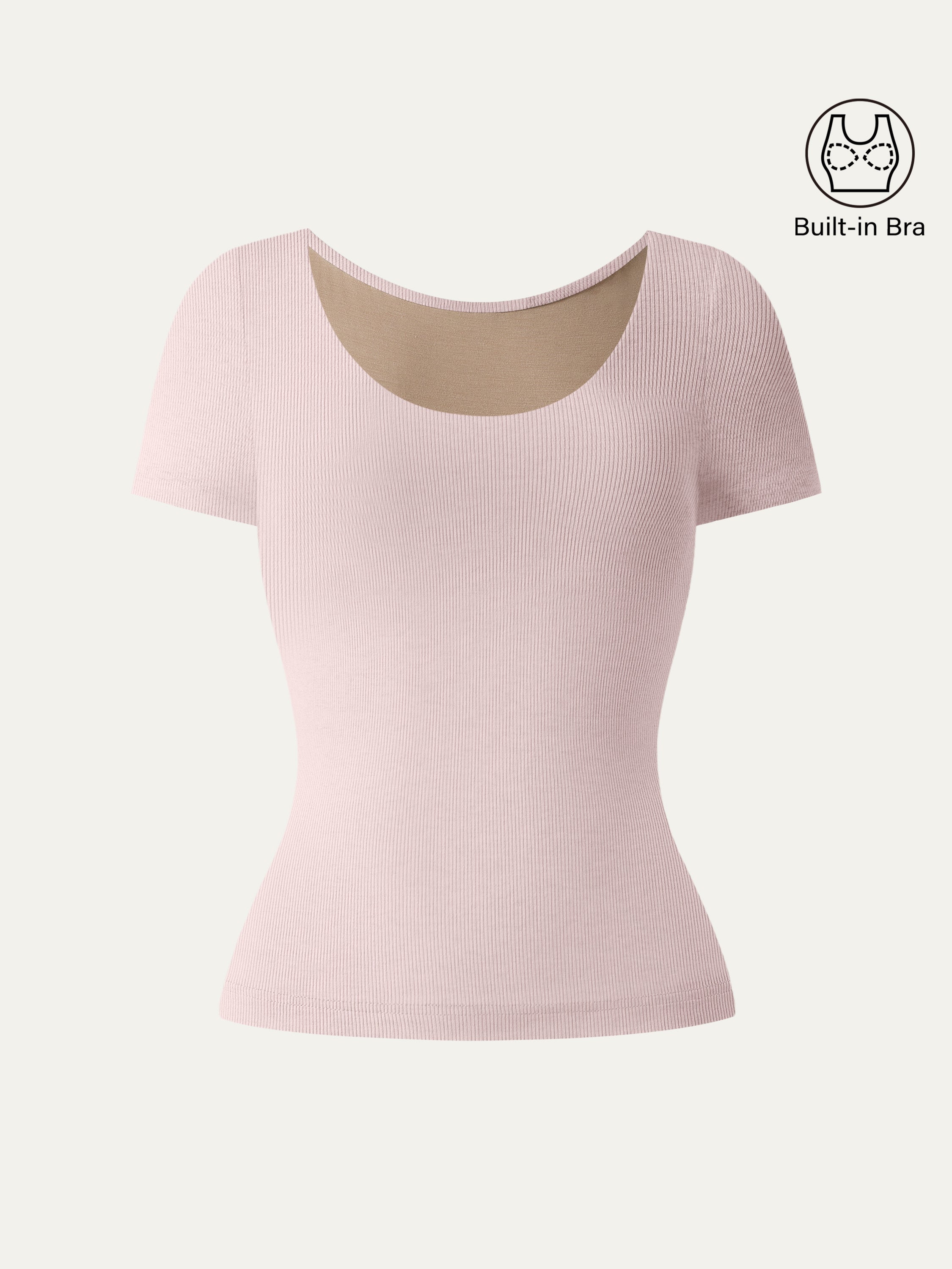OGLmove Women's Scoop Neck Short Sleeve Cotton Airy Bra Top