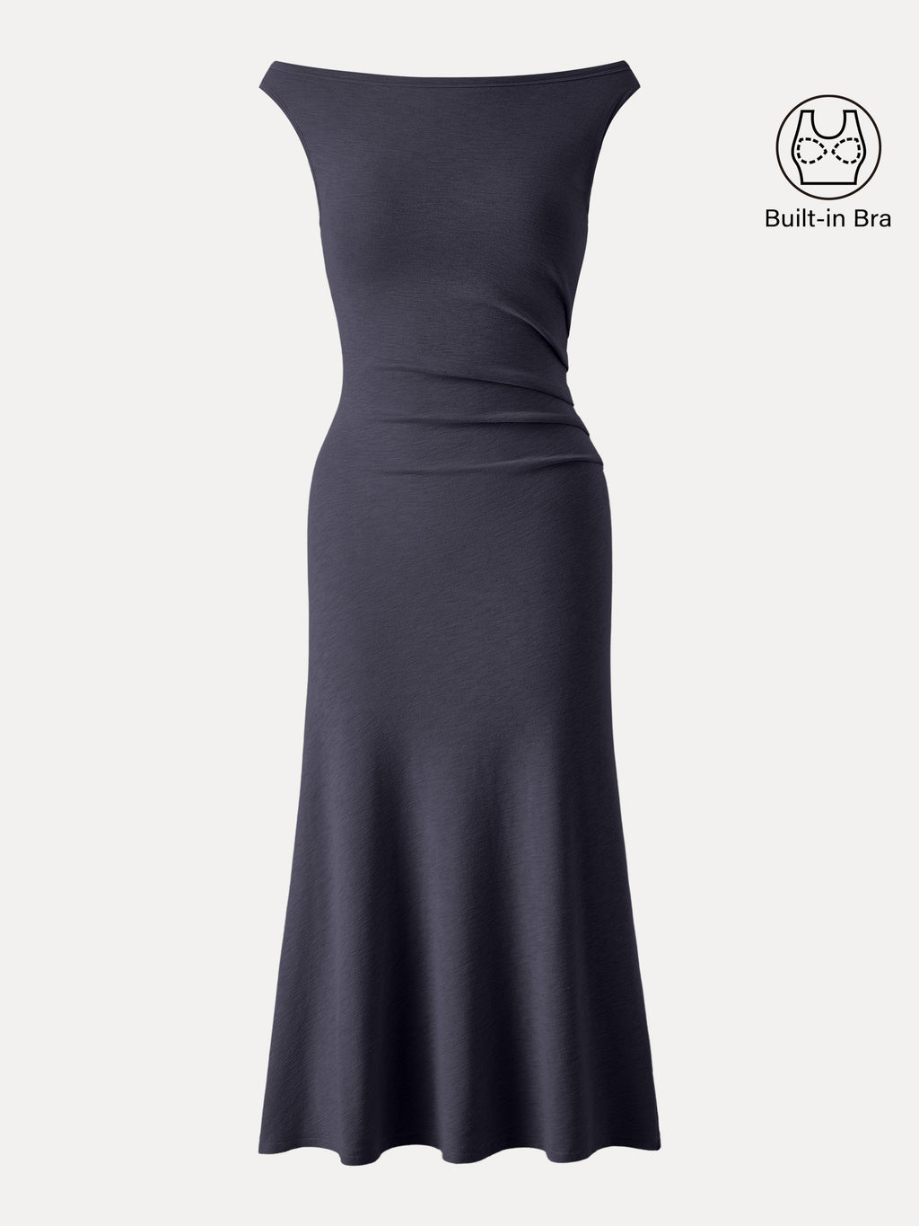 OGLmove Women's Boatneck Tucked Fit-and-Flare Midi Bra Dress