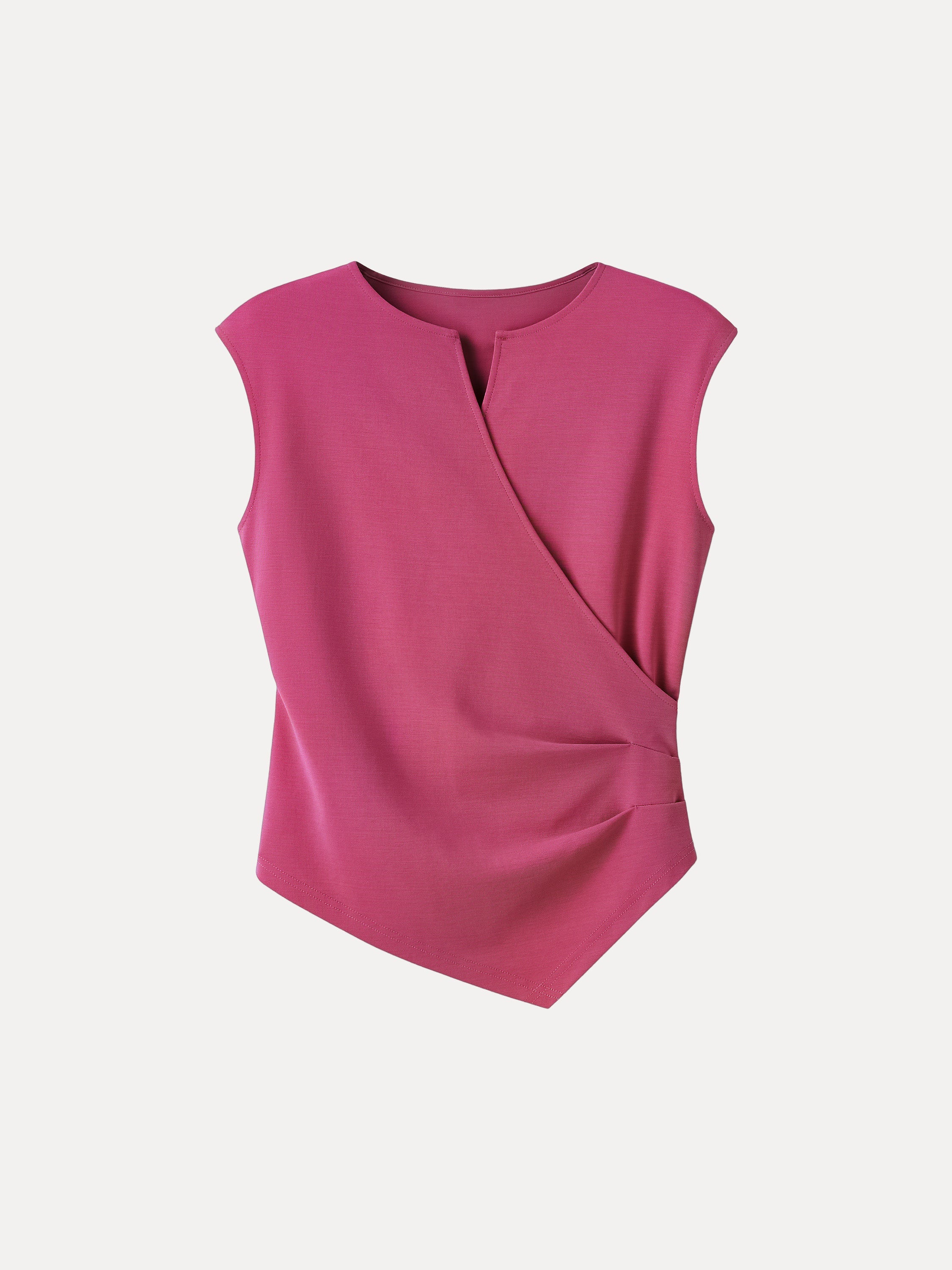 OGLmove Surplice Wide Shoulder Tucked Angled Tank Top