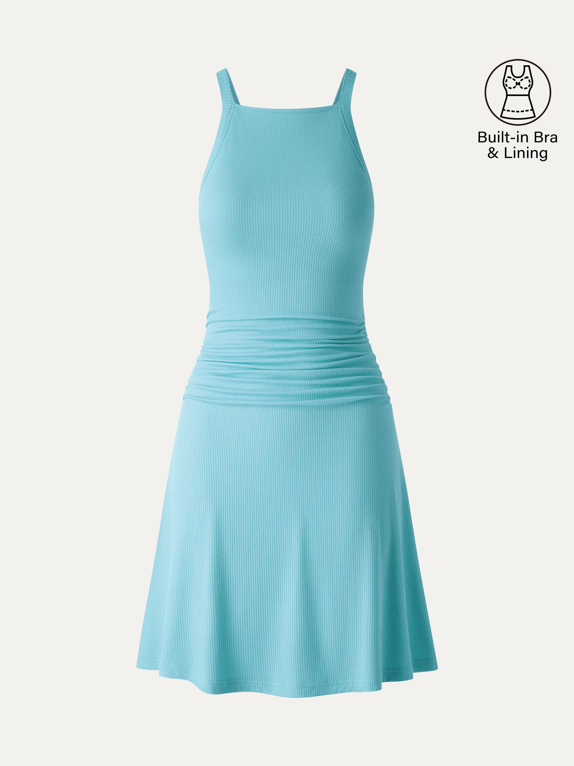 OGLmove CoolTouch Square Neck Ruched Mini Bra Dress
