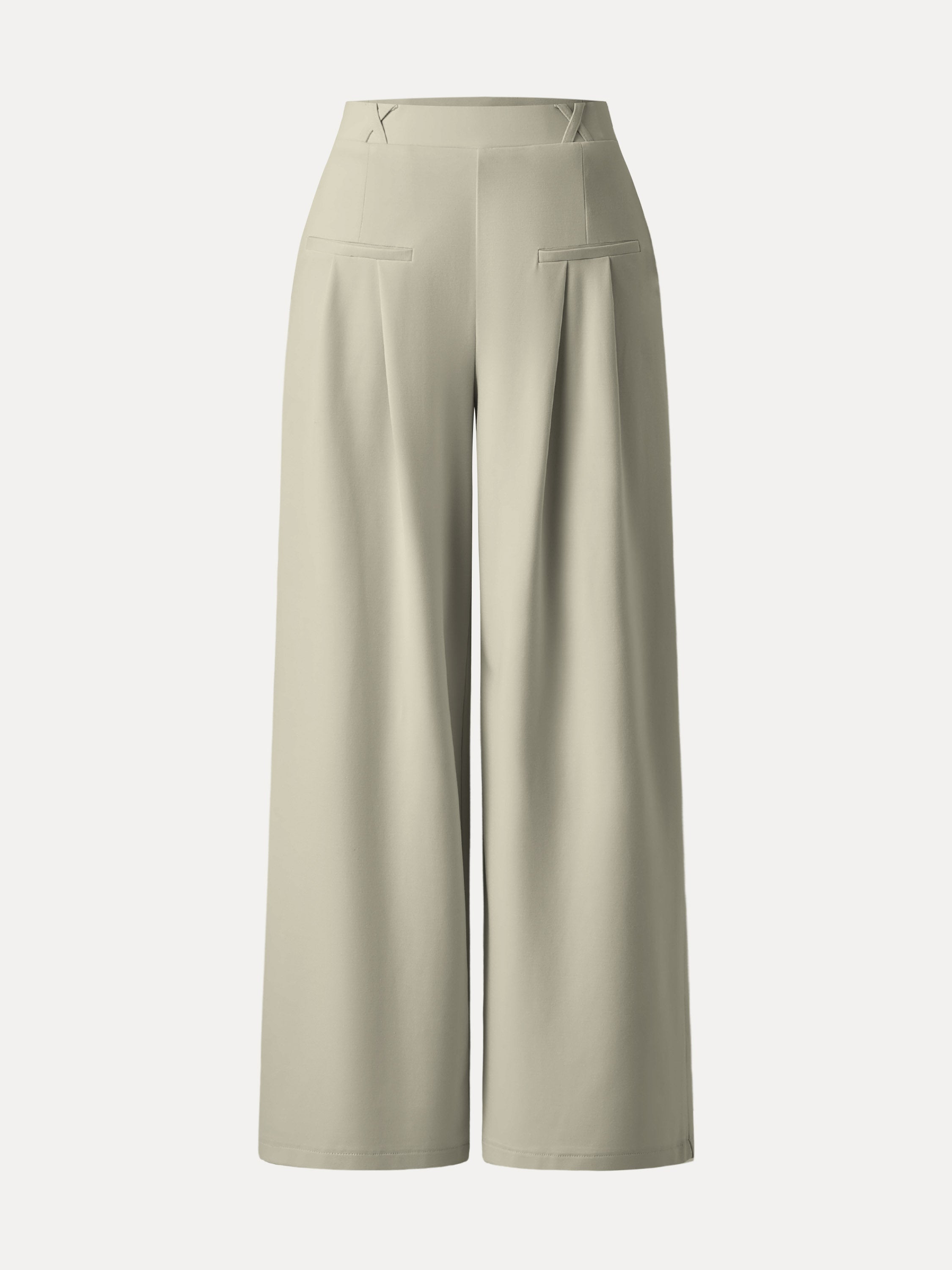OGLmove Drapey Bamboo Ponte Mid Rise Wide Leg Trouser with Pockets