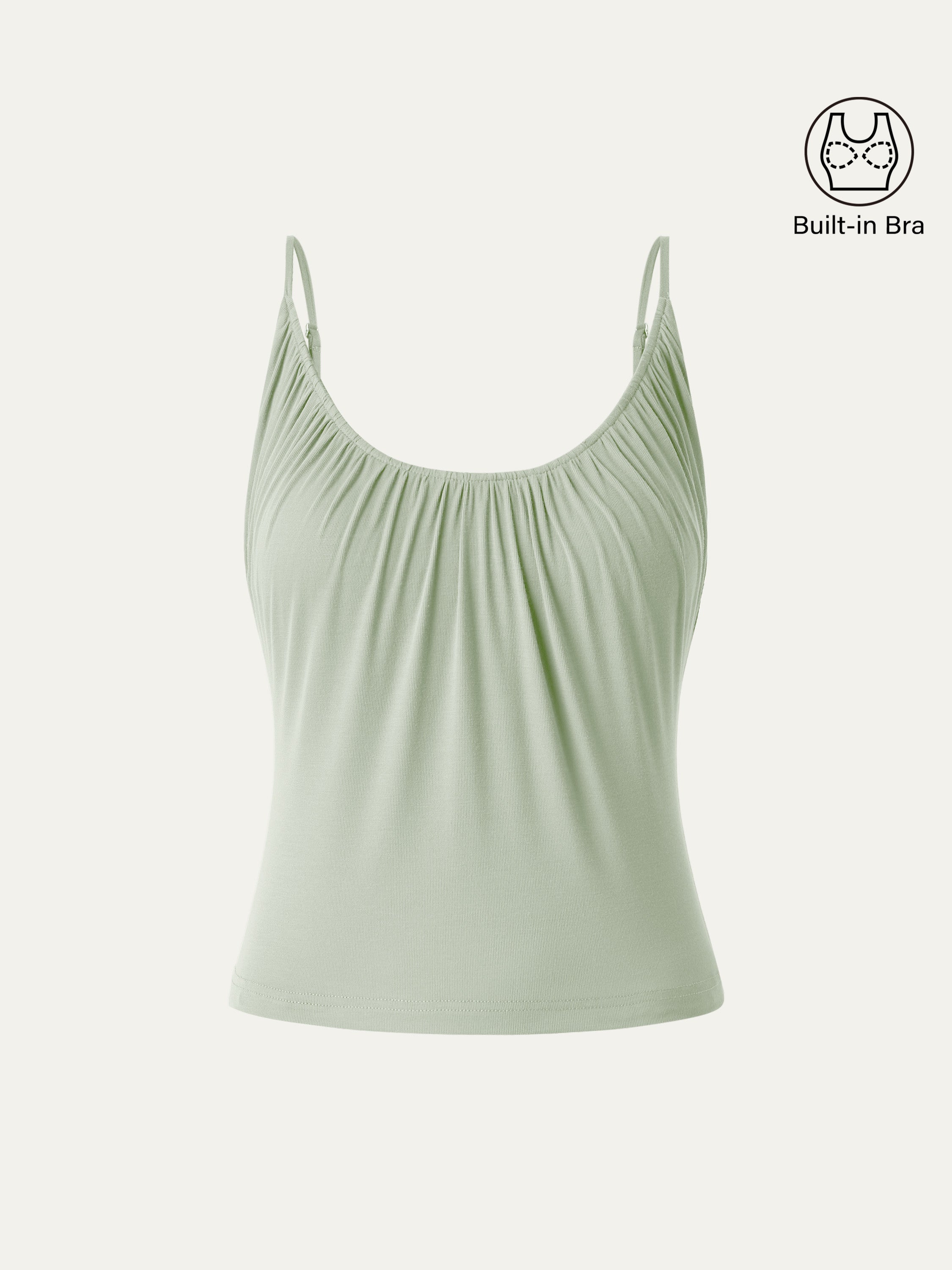 OGLmove Women's Scoop Neck Gathered Spaghetti Bra Tank