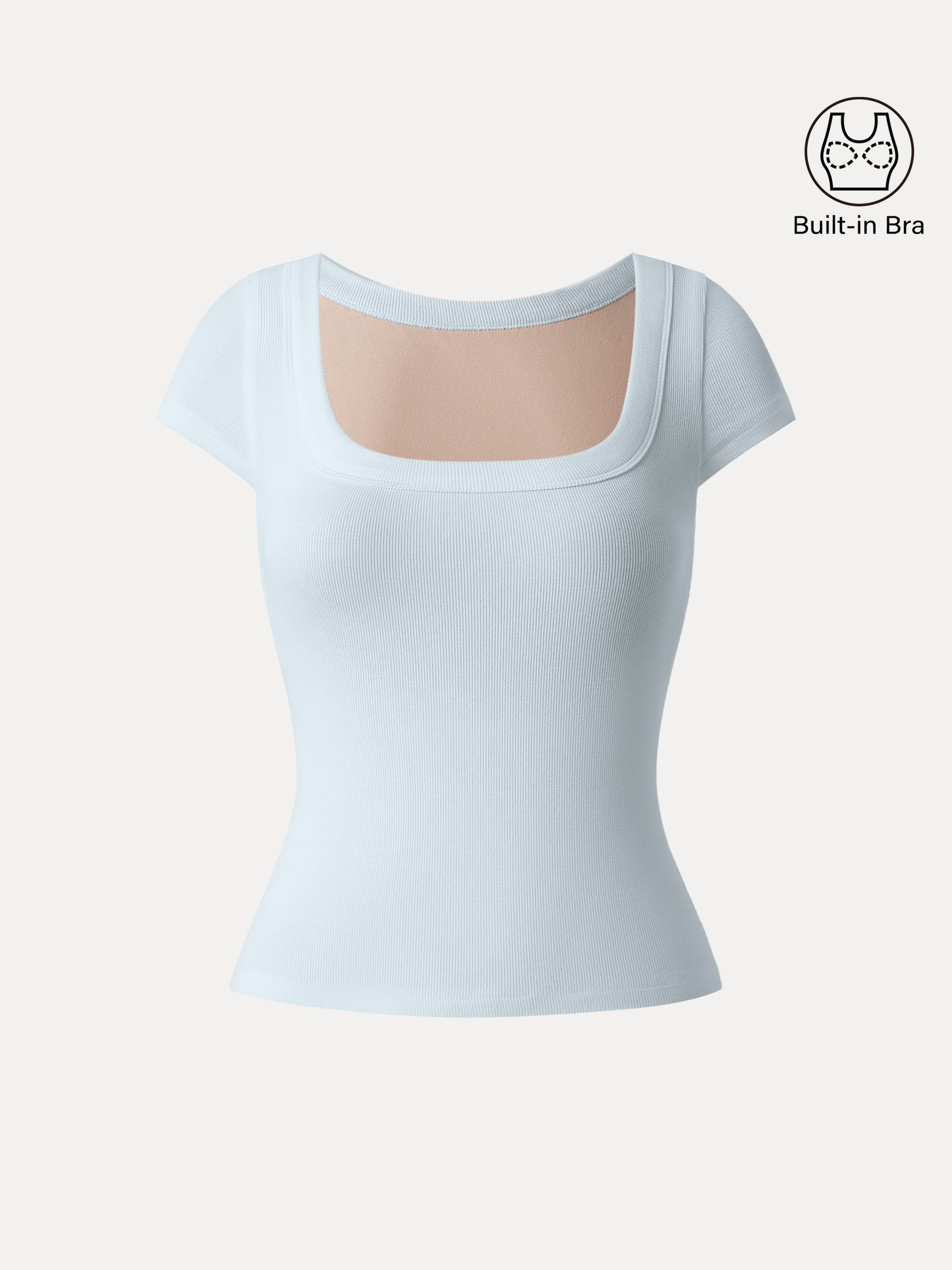 OGLmove Women's Square Neck Cap Sleeve Bra Top