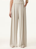 OGLmove Sandwashed Mid Rise Pleated Wide Leg Palazzo Pant with Pockets