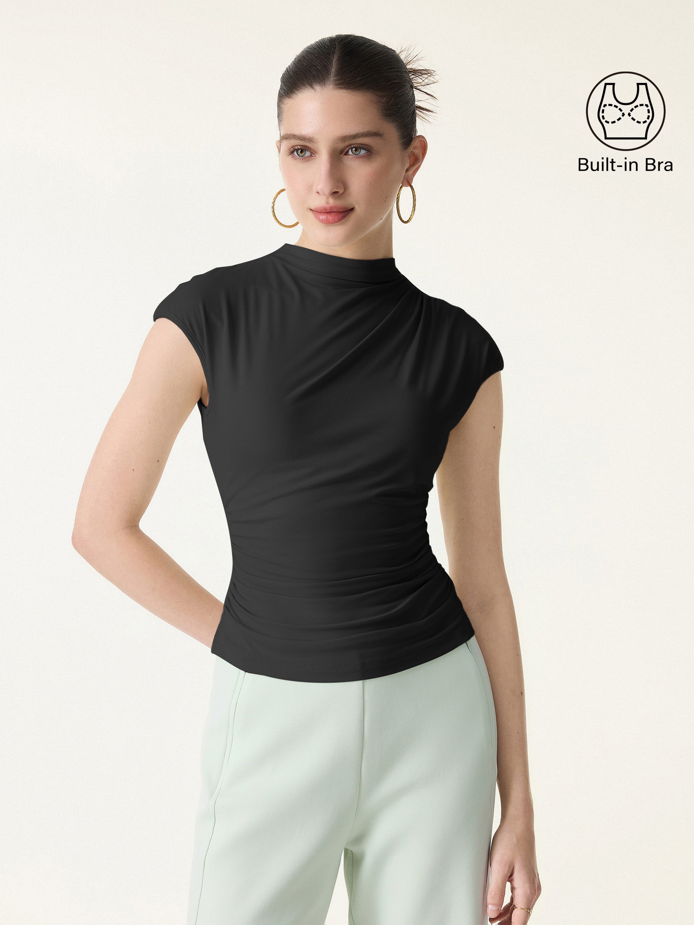 OGLmove Mockneck Ruched Cropped Bra Top