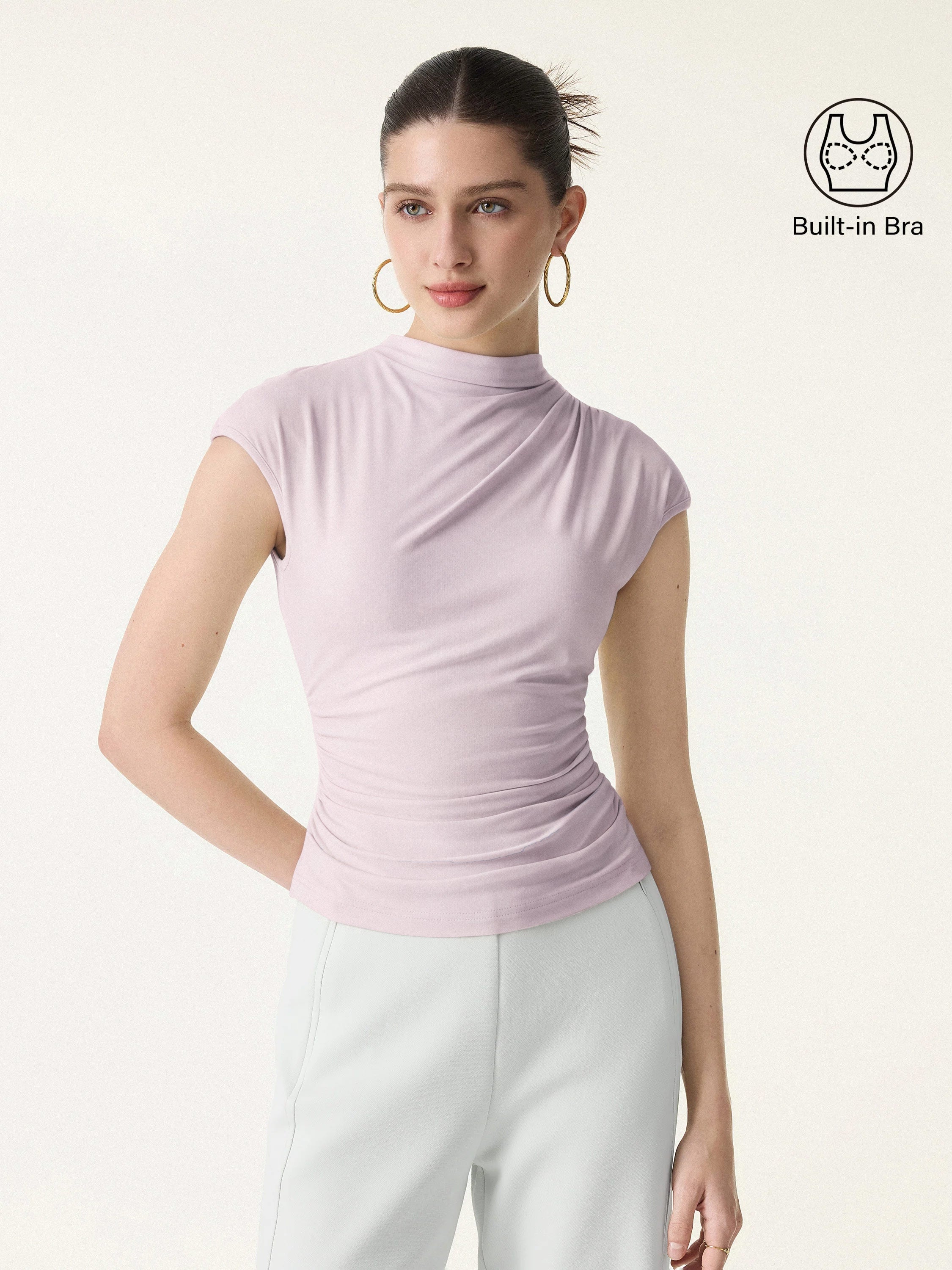 OGLmove Mockneck Ruched Cropped Bra Top