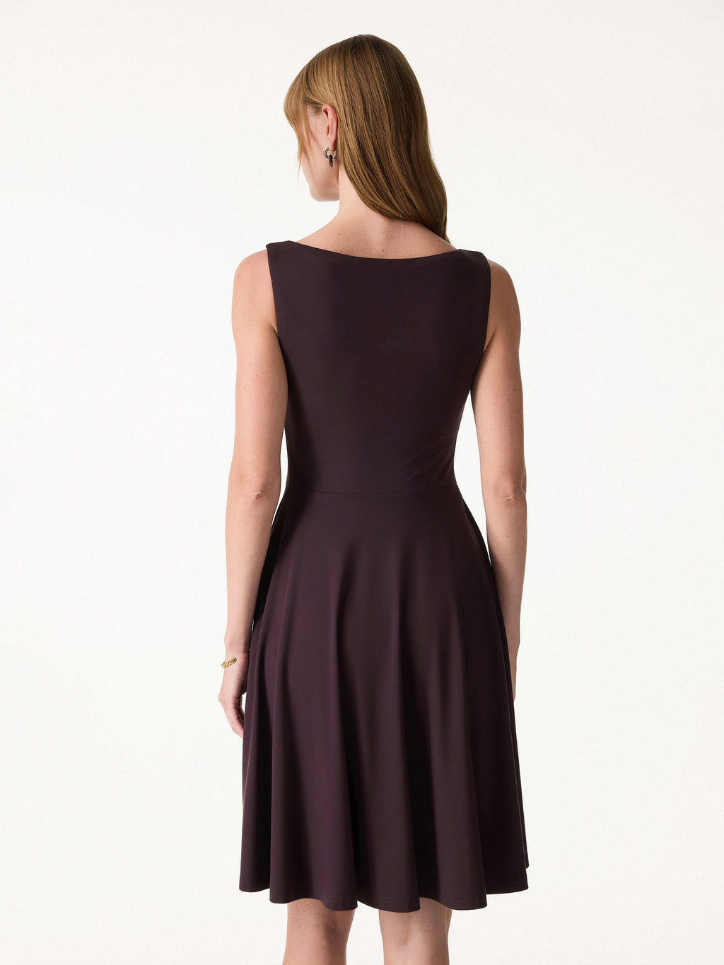 OGLmove Women's Boatneck Fit-and-Flare Mini Bra Dress with Pockets
