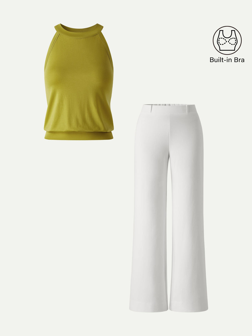 OGLmove Halter Neck Bra Top and Wide Leg Pants Set