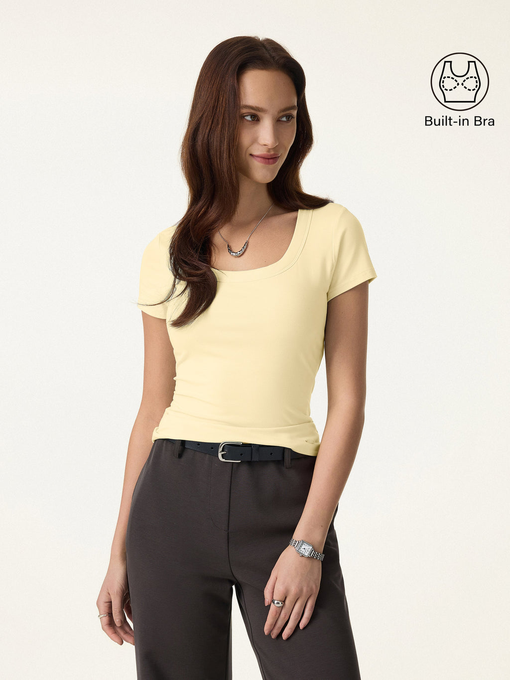 OGLmove Women's U-Neck Short Sleeve Everyday Bra Top