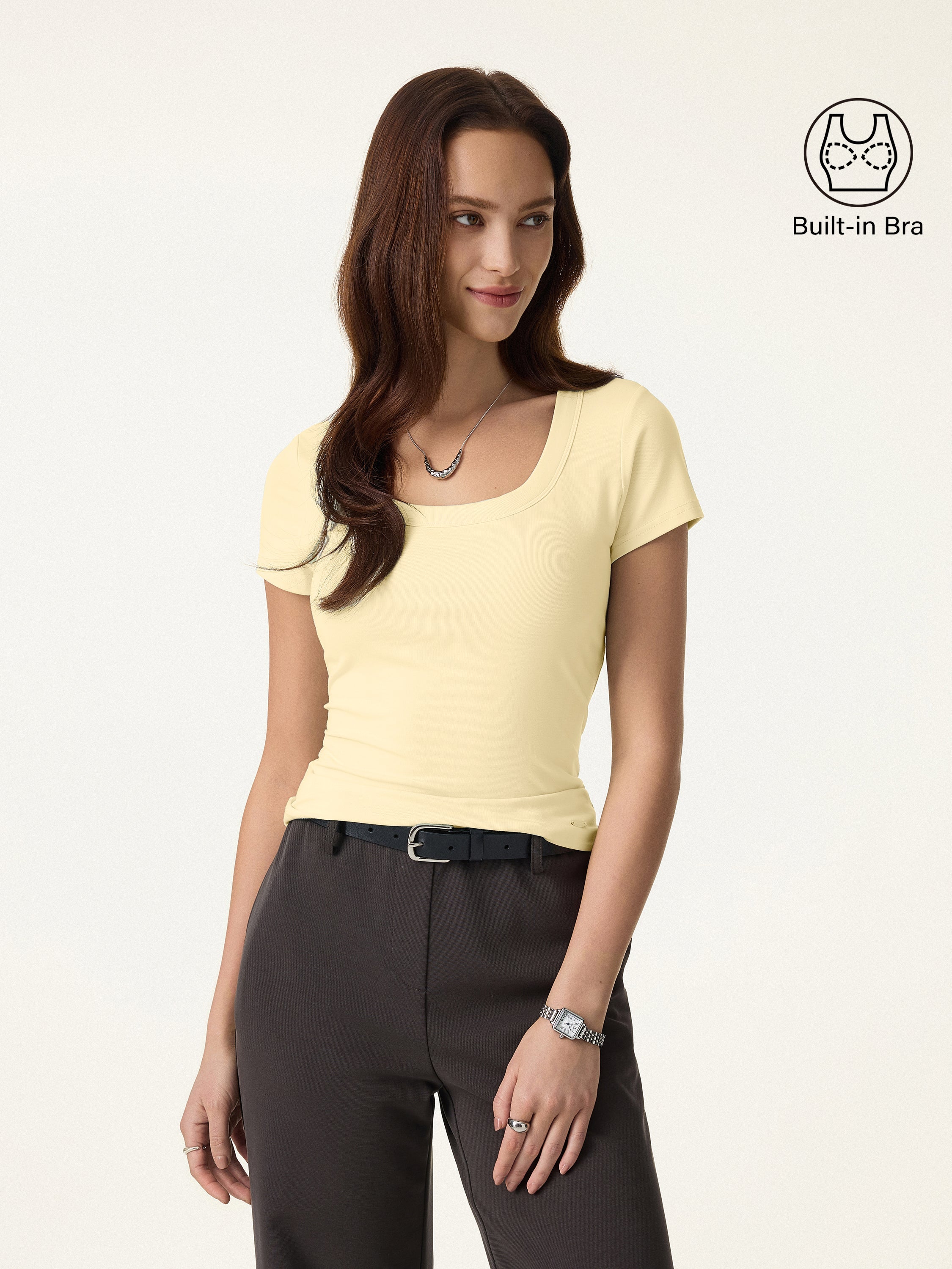 OGLmove Women's U-Neck Short Sleeve Everyday Bra Top