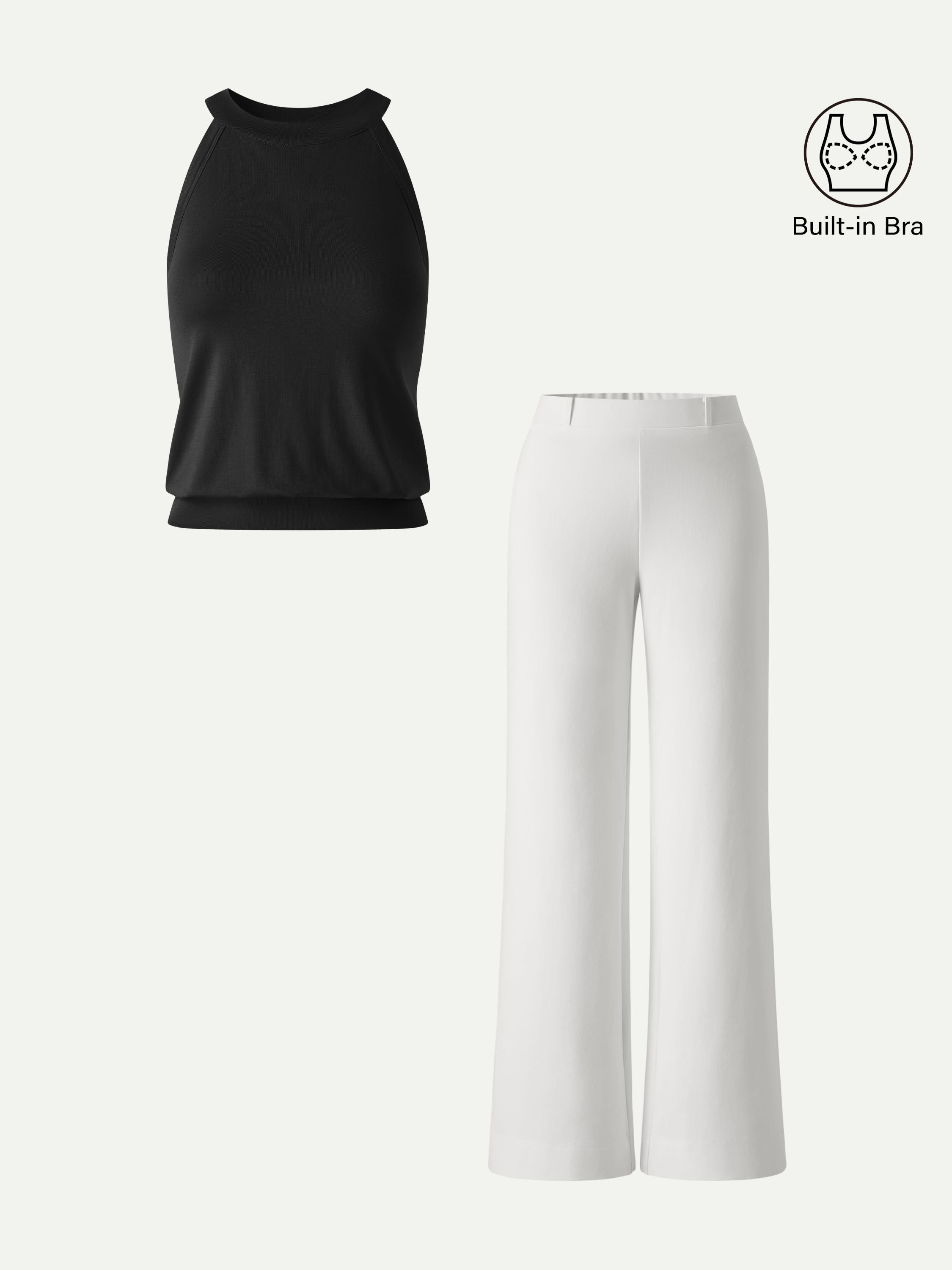 OGLmove Halter Neck Bra Top and Wide Leg Pants Set