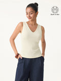 OGLmove Women's Stretch Cotton Pointelle V-Neck Sleeveless Bra Tank