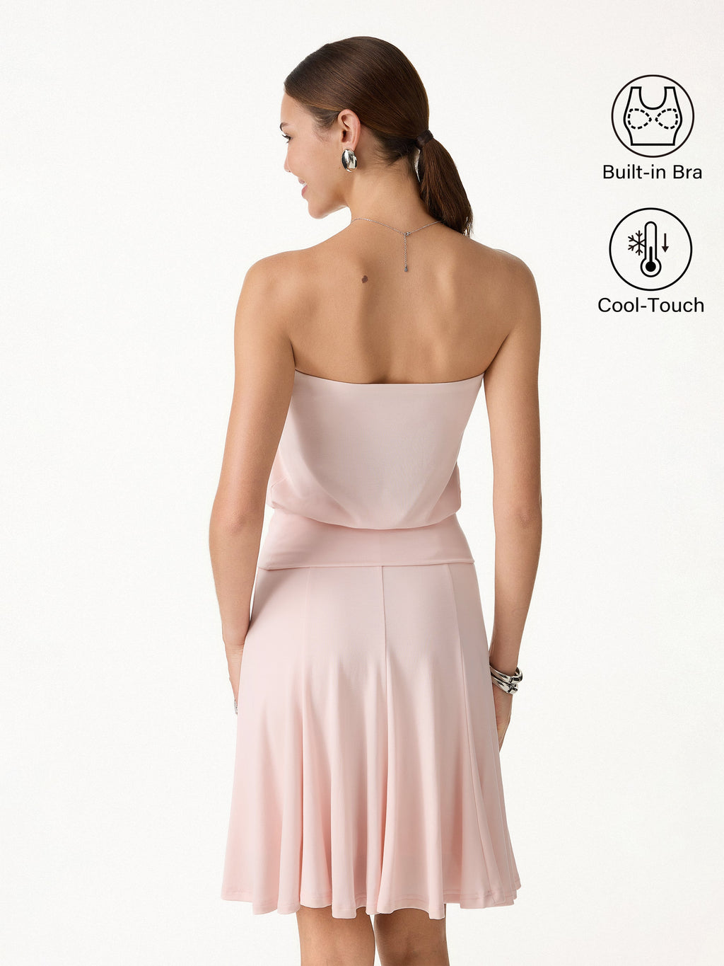 OGLmove Banded Hem Bra Top & Knee-Length Skirt 2-Piece Set