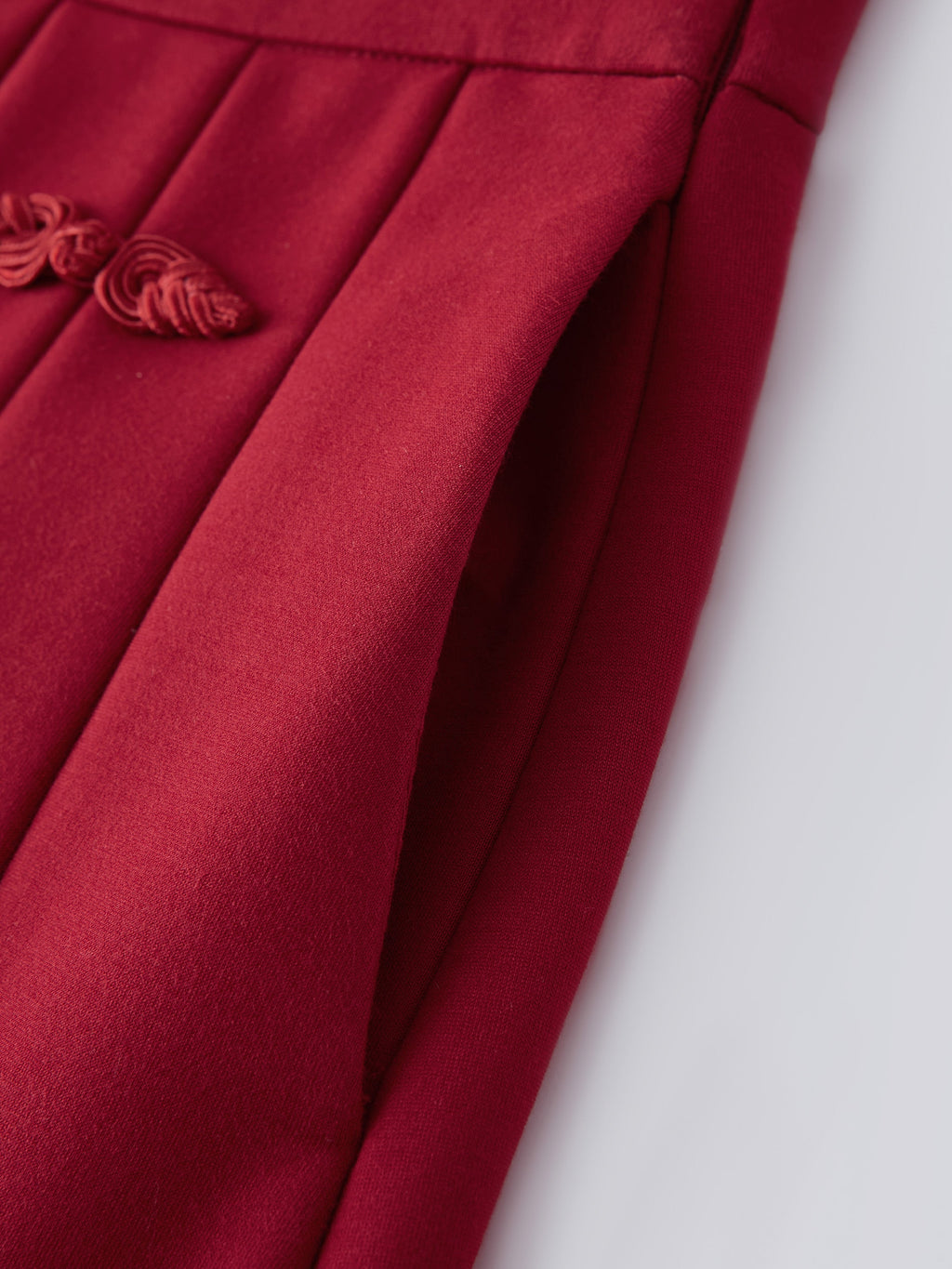 OGLmove Pleated Frog Button Decor A-Line Midi Skirt