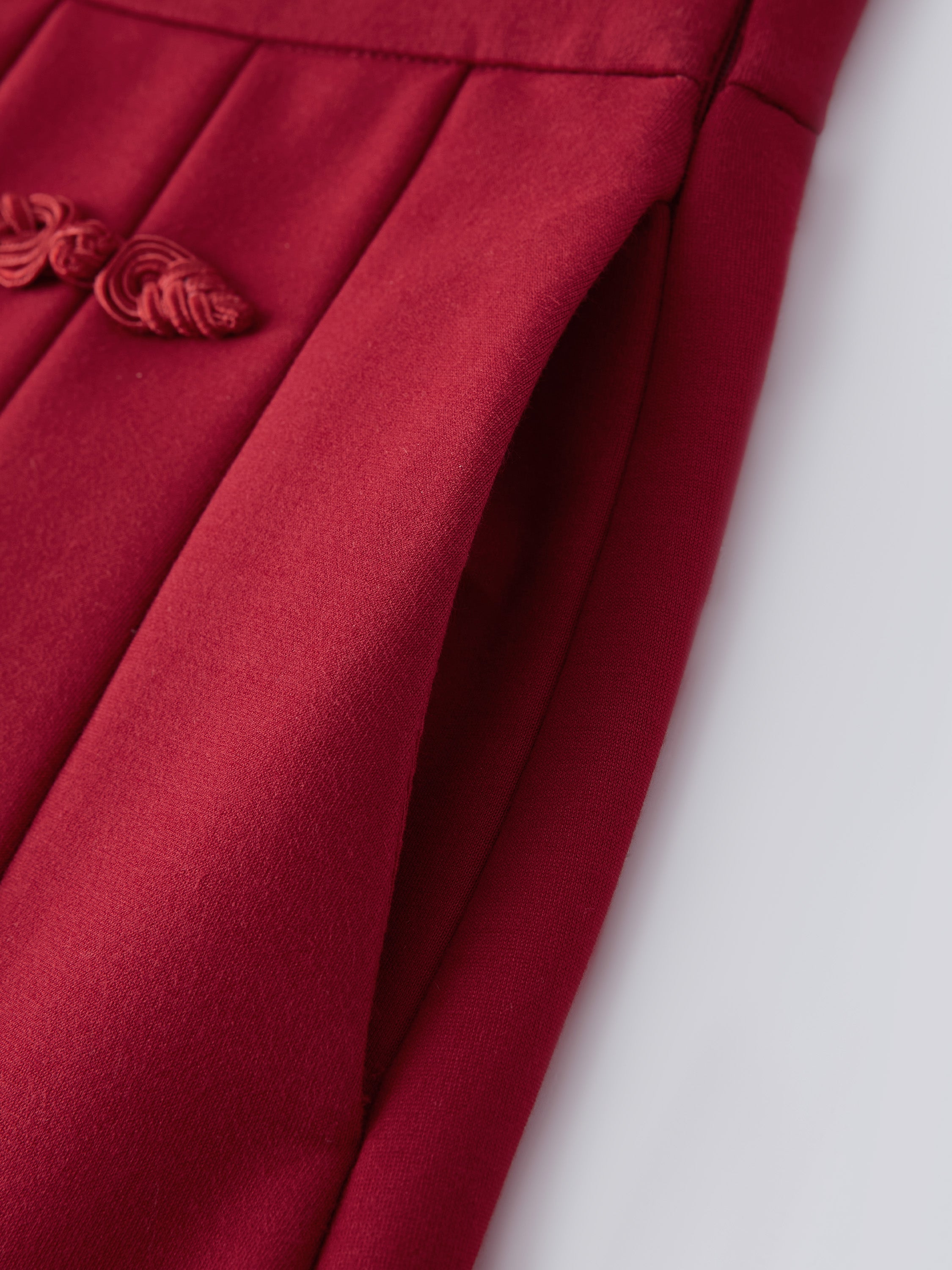 OGLmove Pleated Frog Button Decor A-Line Midi Skirt