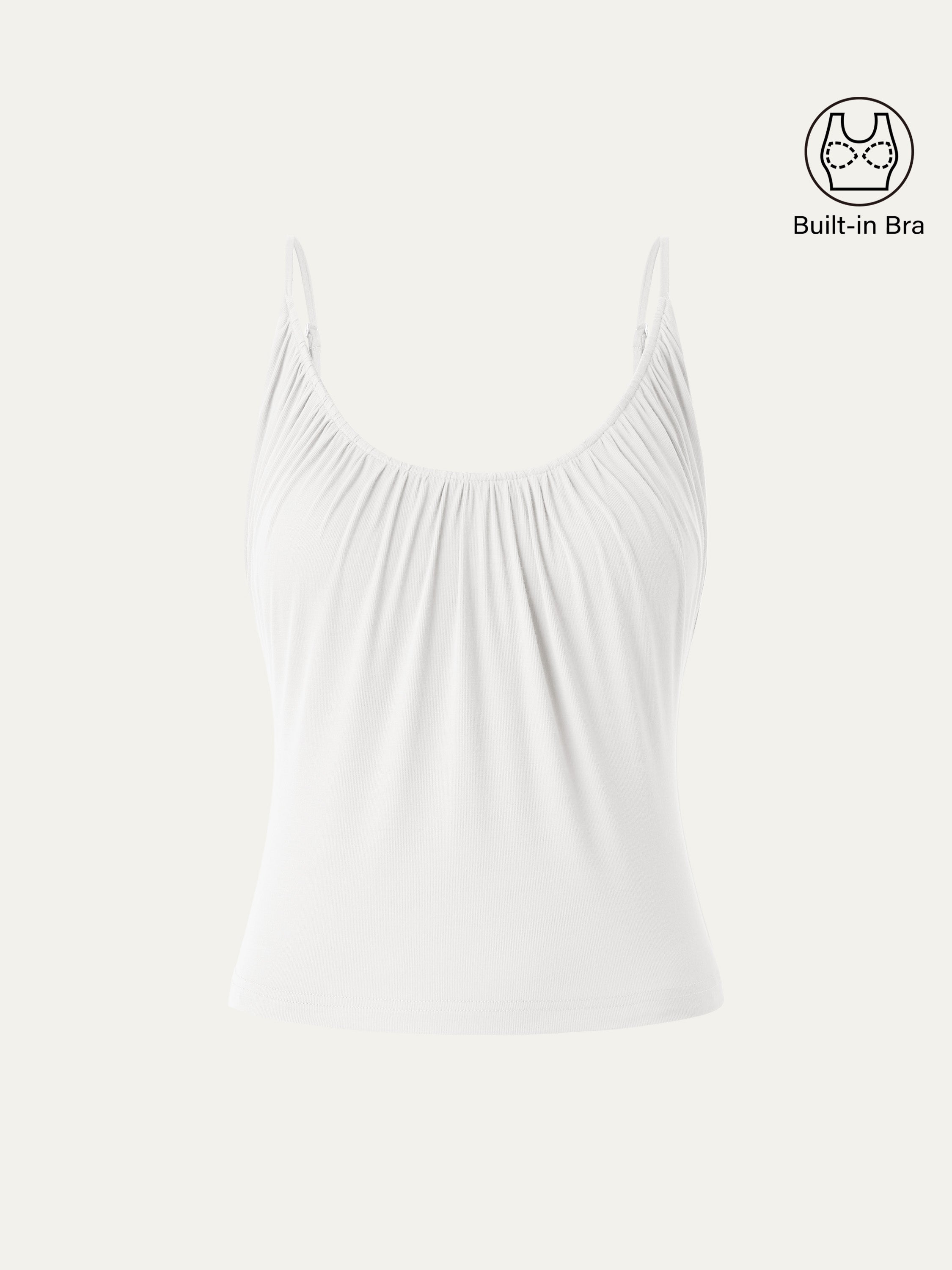OGLmove Women's Scoop Neck Gathered Spaghetti Bra Tank