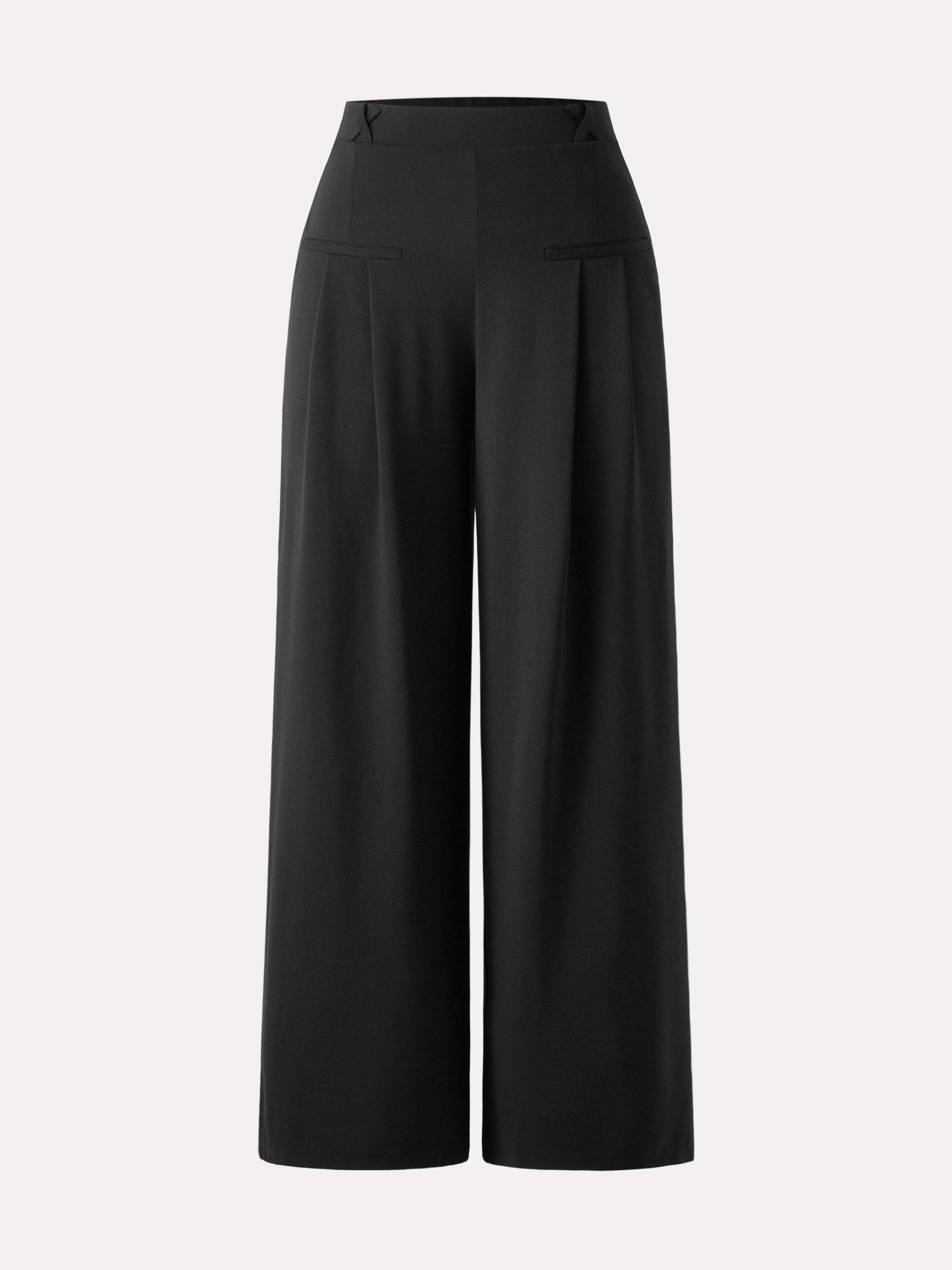 OGLmove Drapey Bamboo Ponte Mid Rise Wide Leg Trouser with Pockets