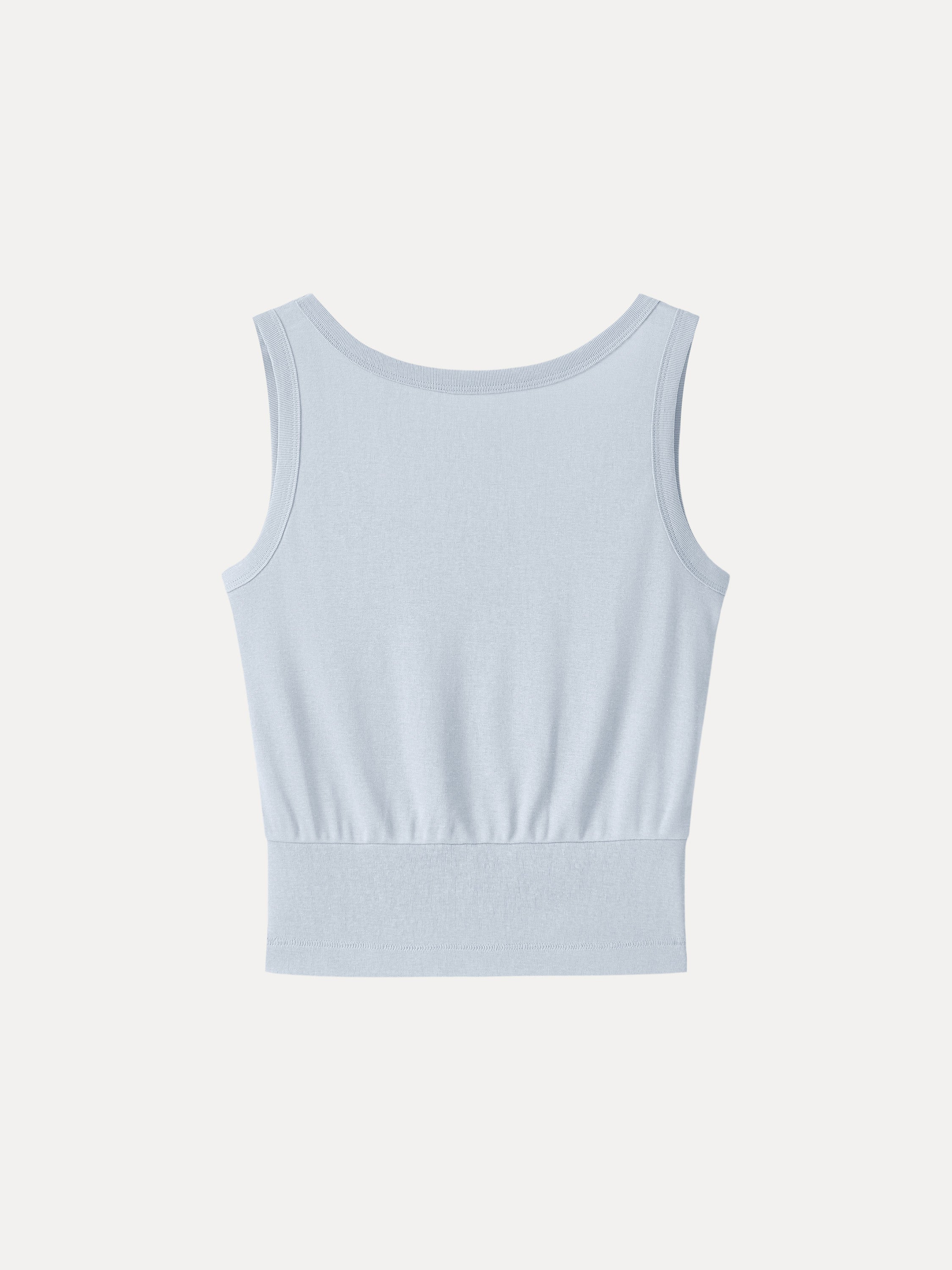 OGLmove Cotton-Linen Blend Reversible Boatneck Low Back Top