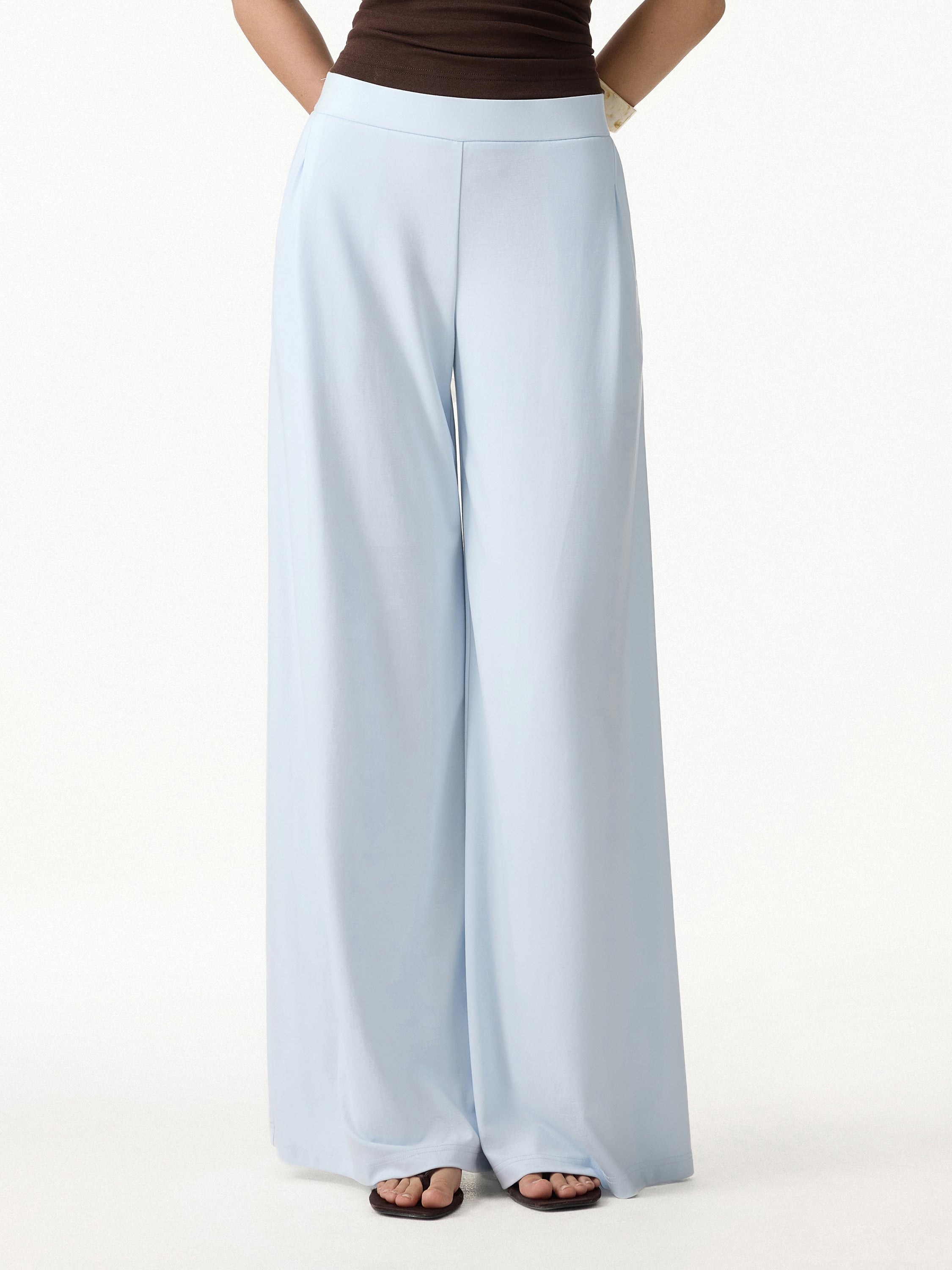 OGLmove Cool-Touch Ponte Mid Rise Wide Leg Pants with Pockets