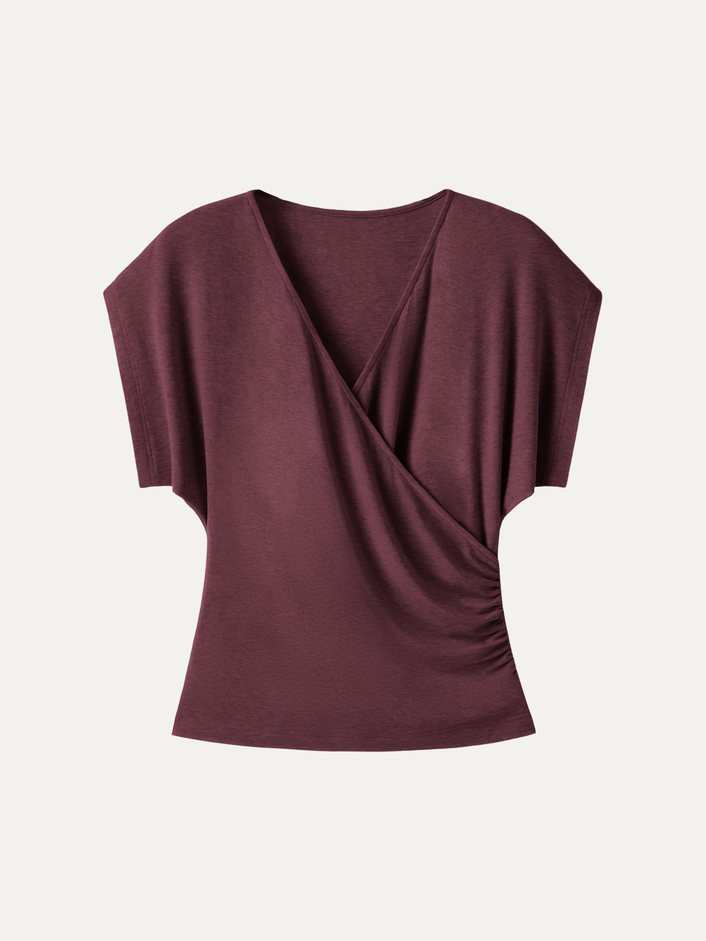 OGLmove Lyocell Blend Ruched Surplice Short Sleeve Top