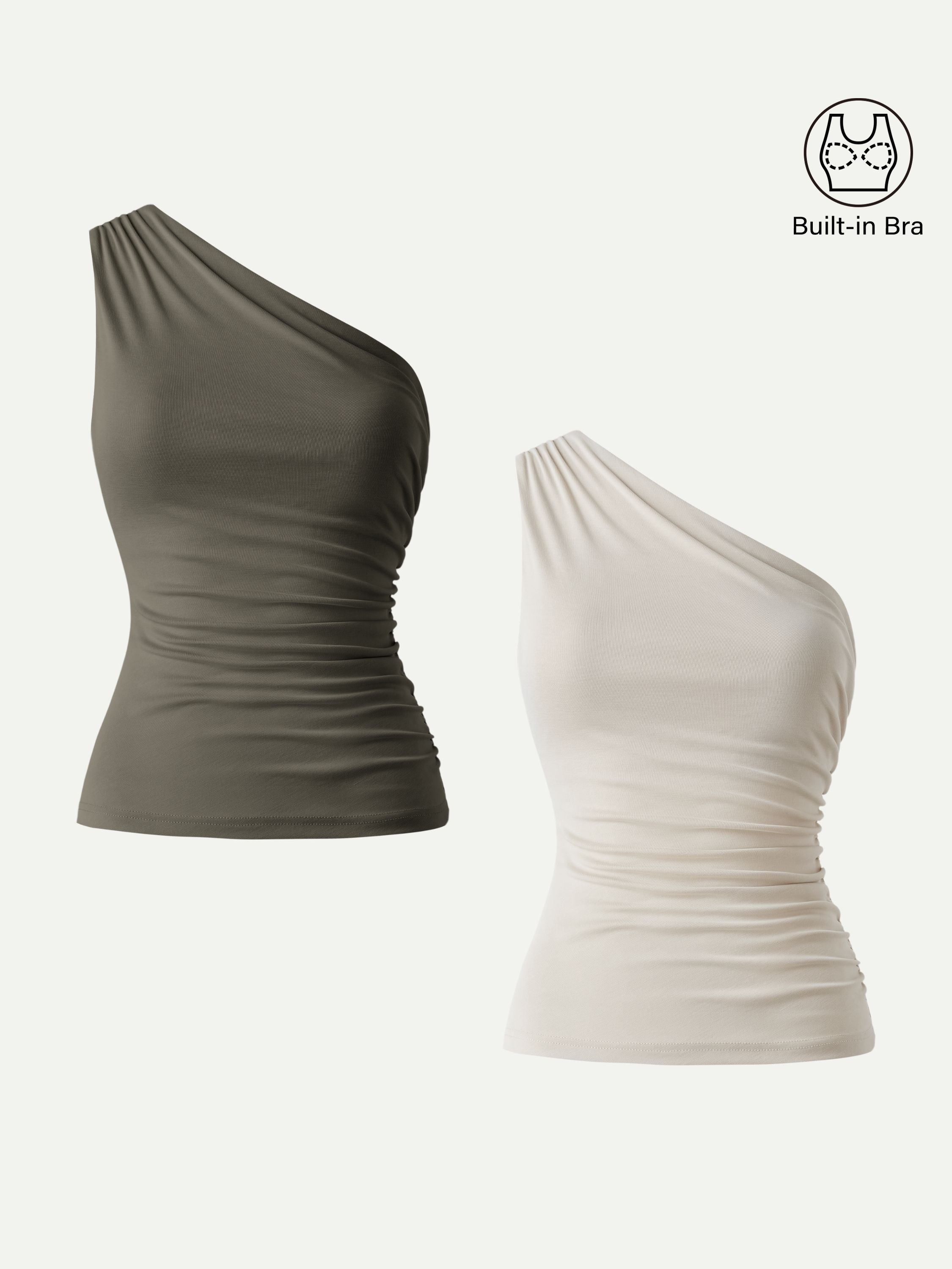 OGLmove Sandwashed One Shoulder Ruched Bra Tank
