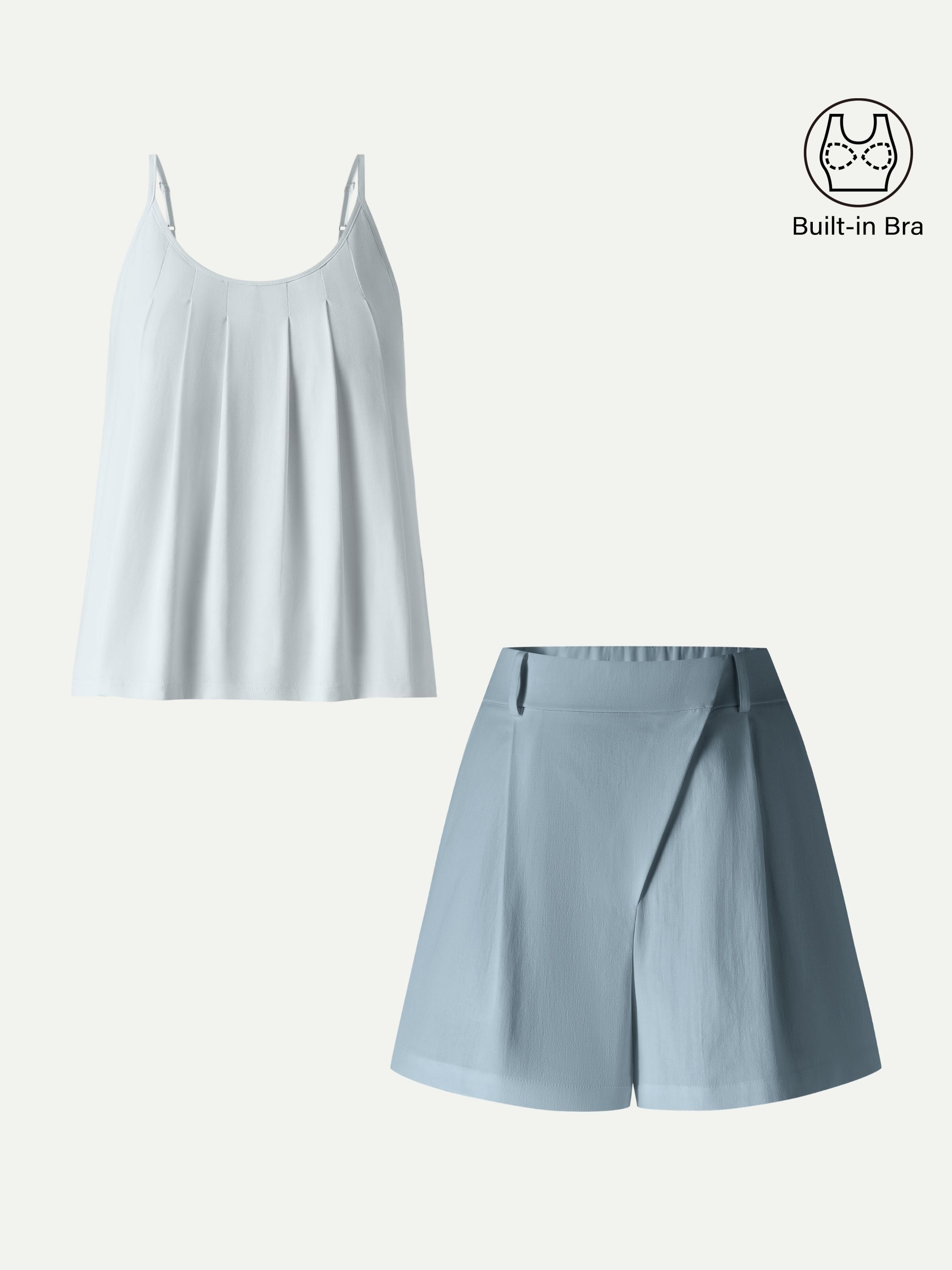 OGLmove Women's 2-Piece Spaghetti Strap Tank and A-Line Shorts Set