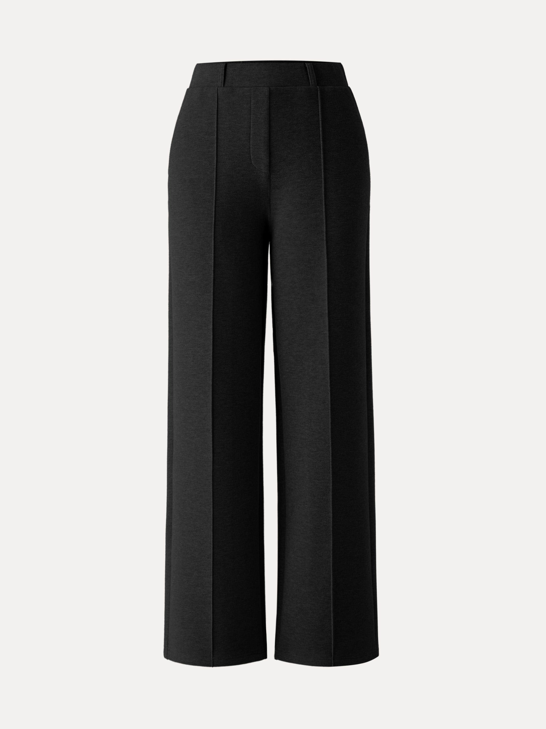 OGLmove Women's High Waisted Straight Leg Pull On Pants FuzzLuxe Scuba Fabric