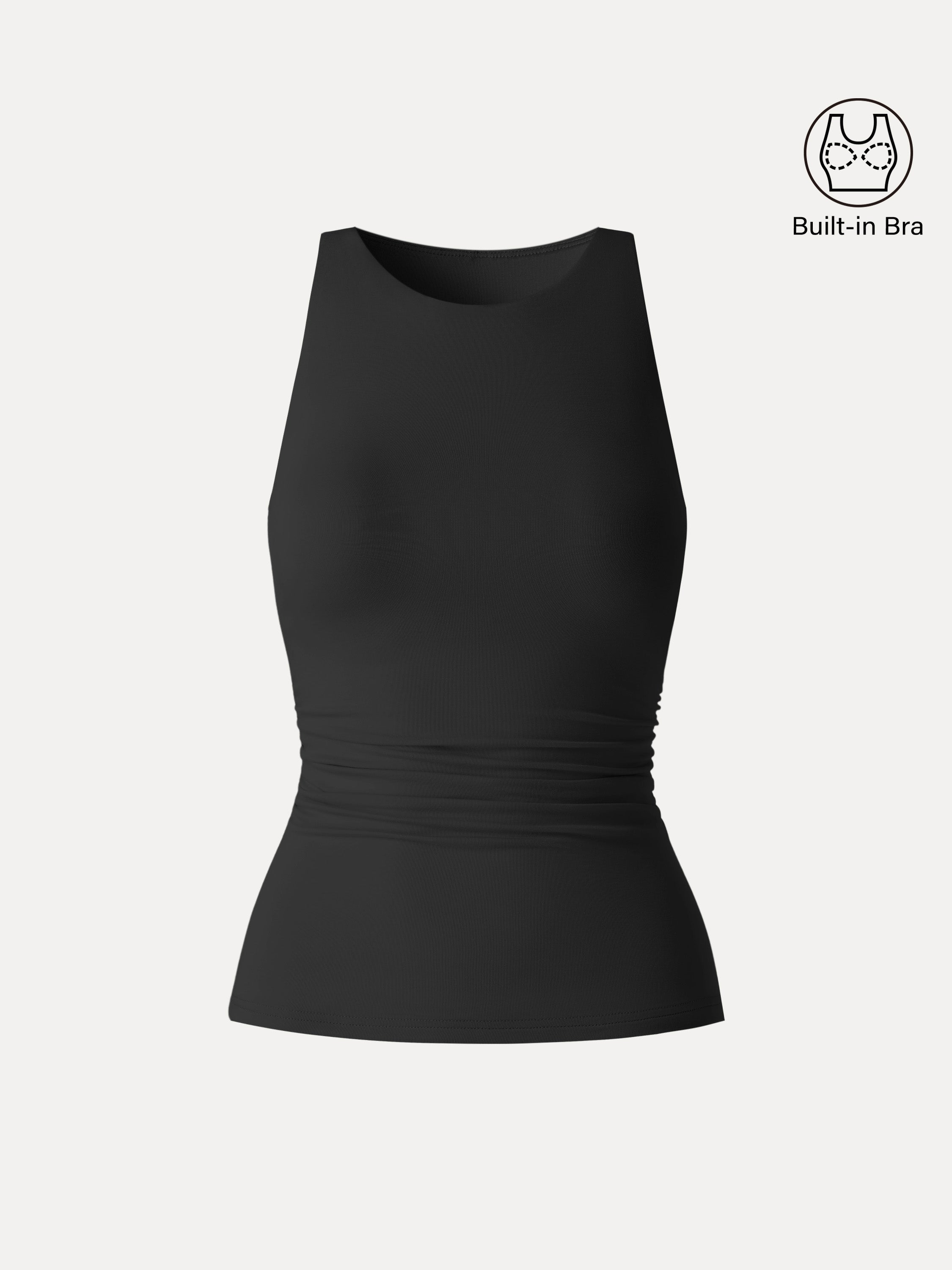 OGLmove Back Smoothing Ruched Sleeveless Bandless Bra Top