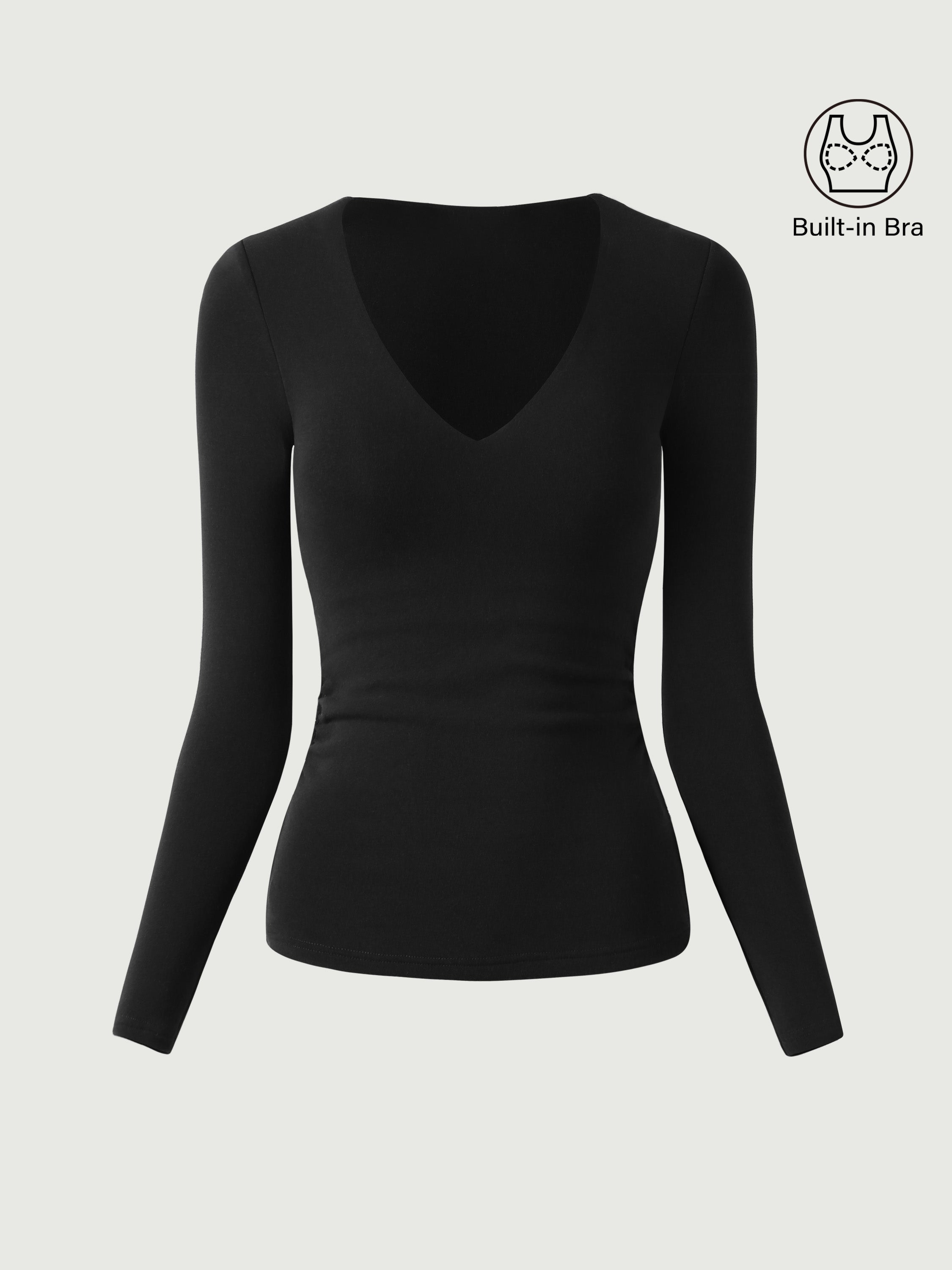 OGLmove Women's V-Neck Ruched Sides Bra Top