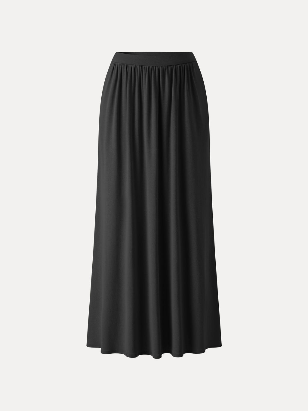 OGLmove Soft Linen Knit Gathered A-Line Maxi Skirt with Pockets
