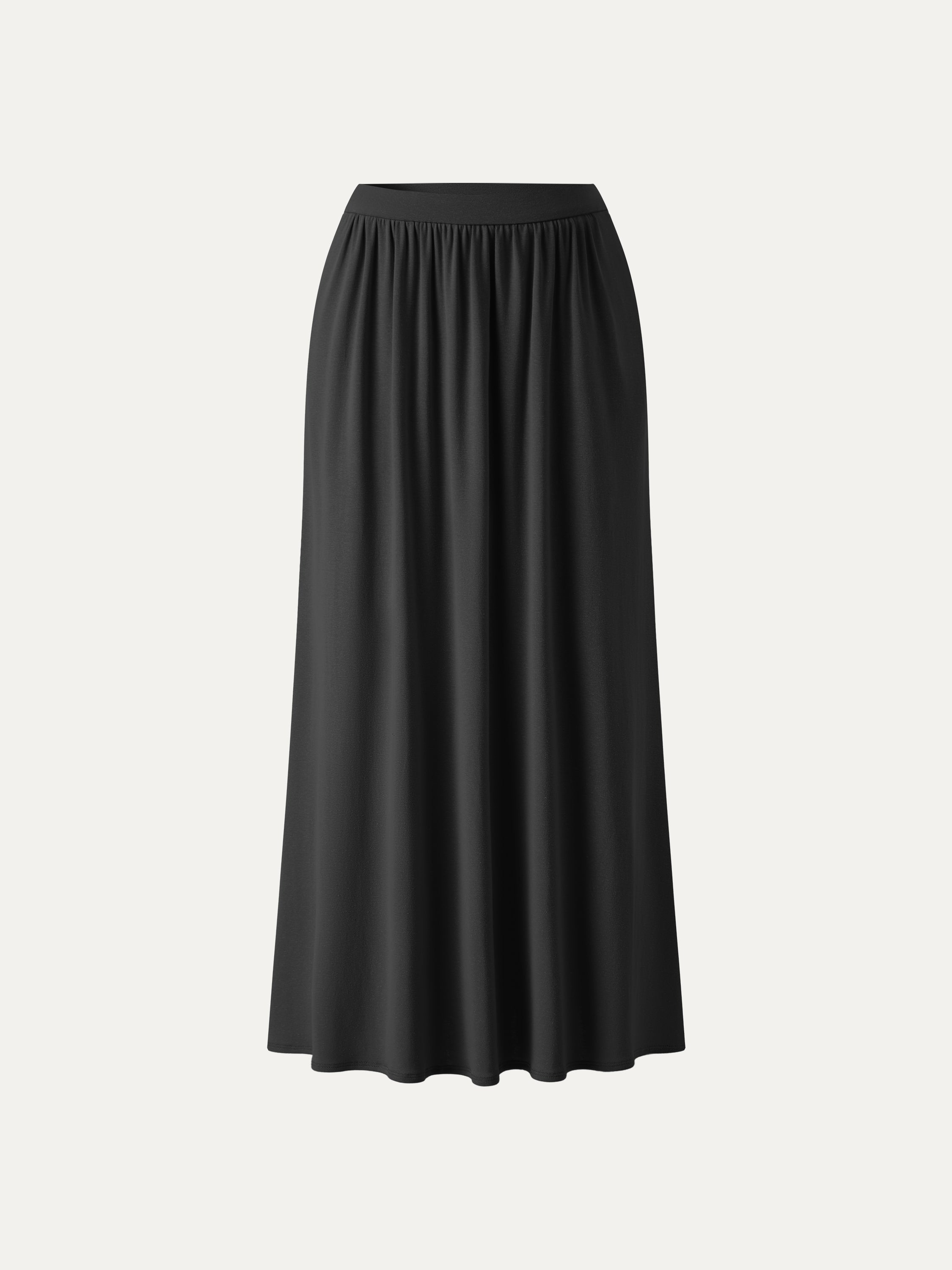 OGLmove Soft Linen Knit Gathered A-Line Maxi Skirt with Pockets