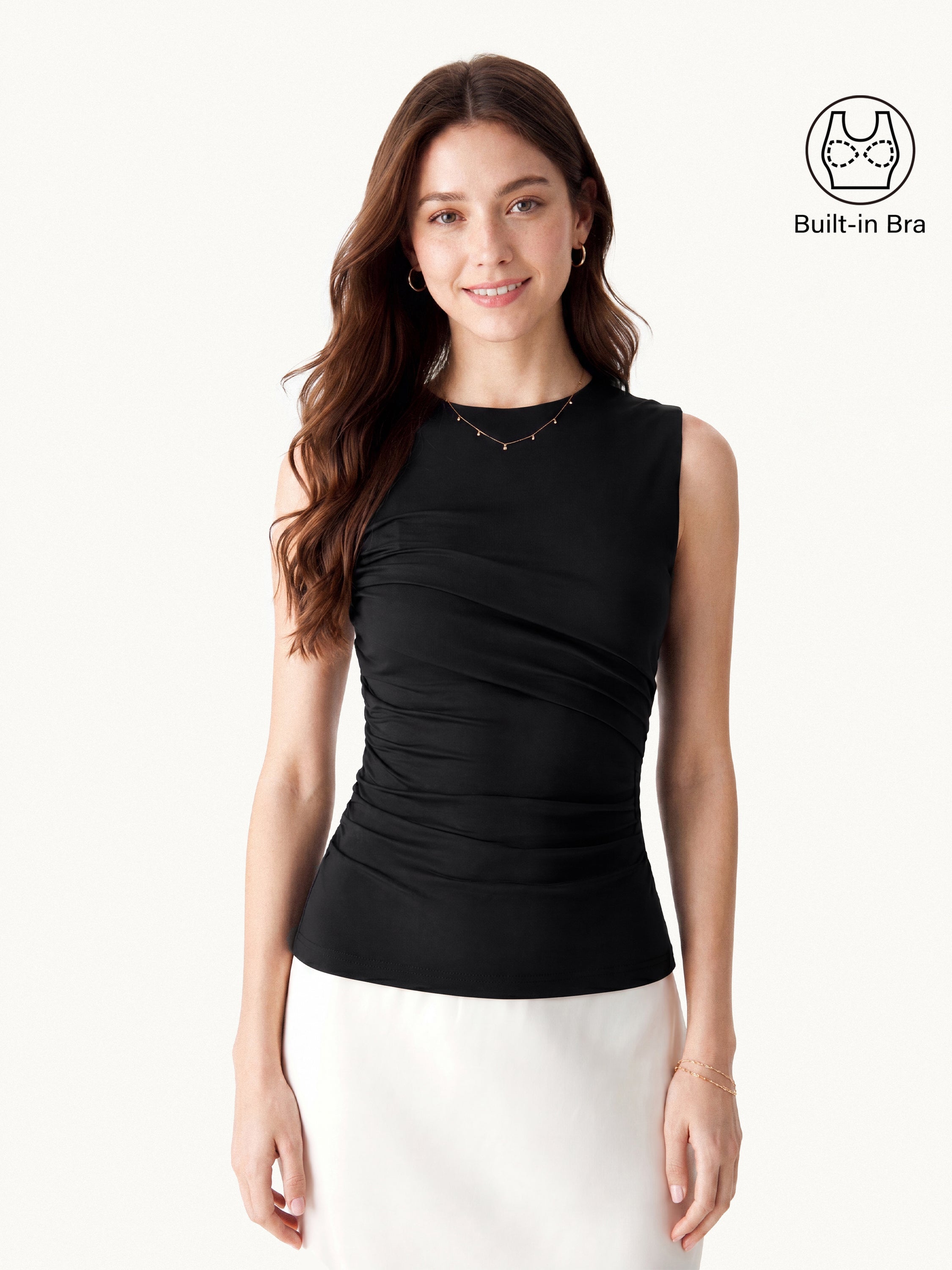 OGLmove Round Neck Gathered Side Bra Top