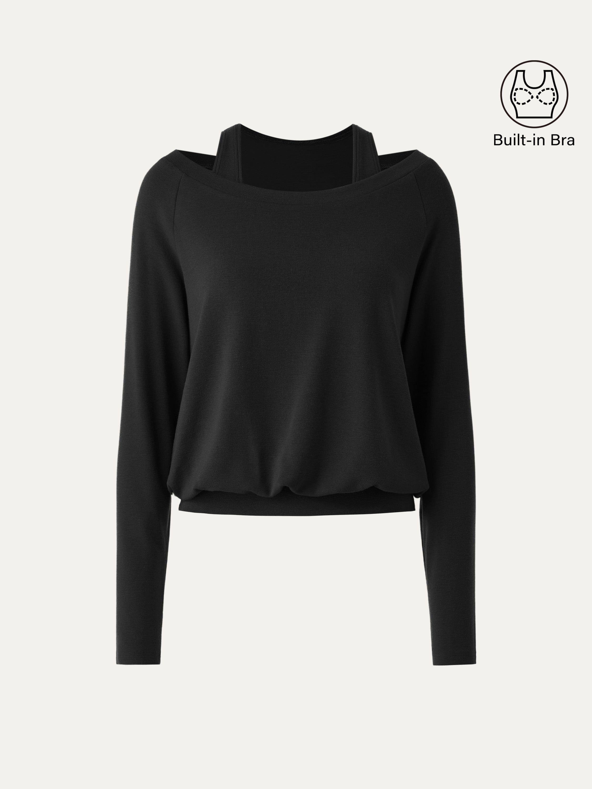OGLmove Women's Boatneck Long Sleeve LiteWarm Bra Top