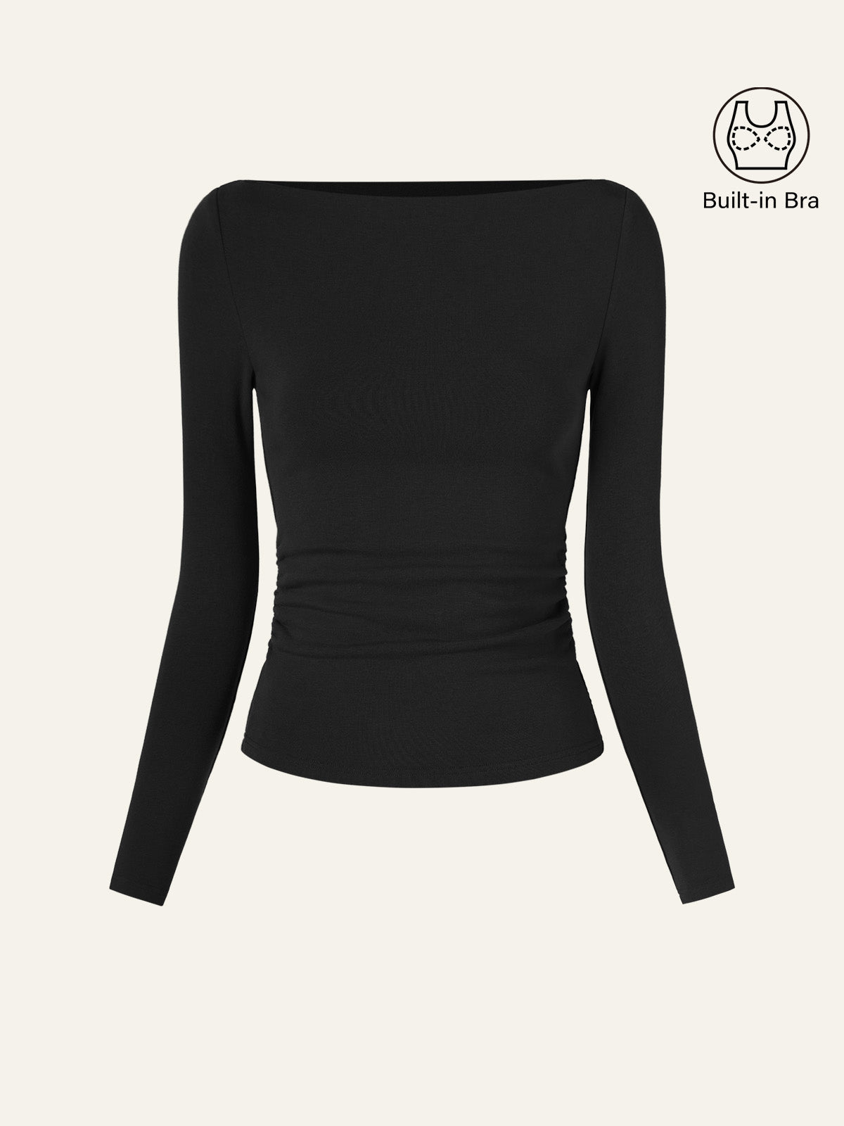 OGLmove Side Ruched Boatneck Bra Top
