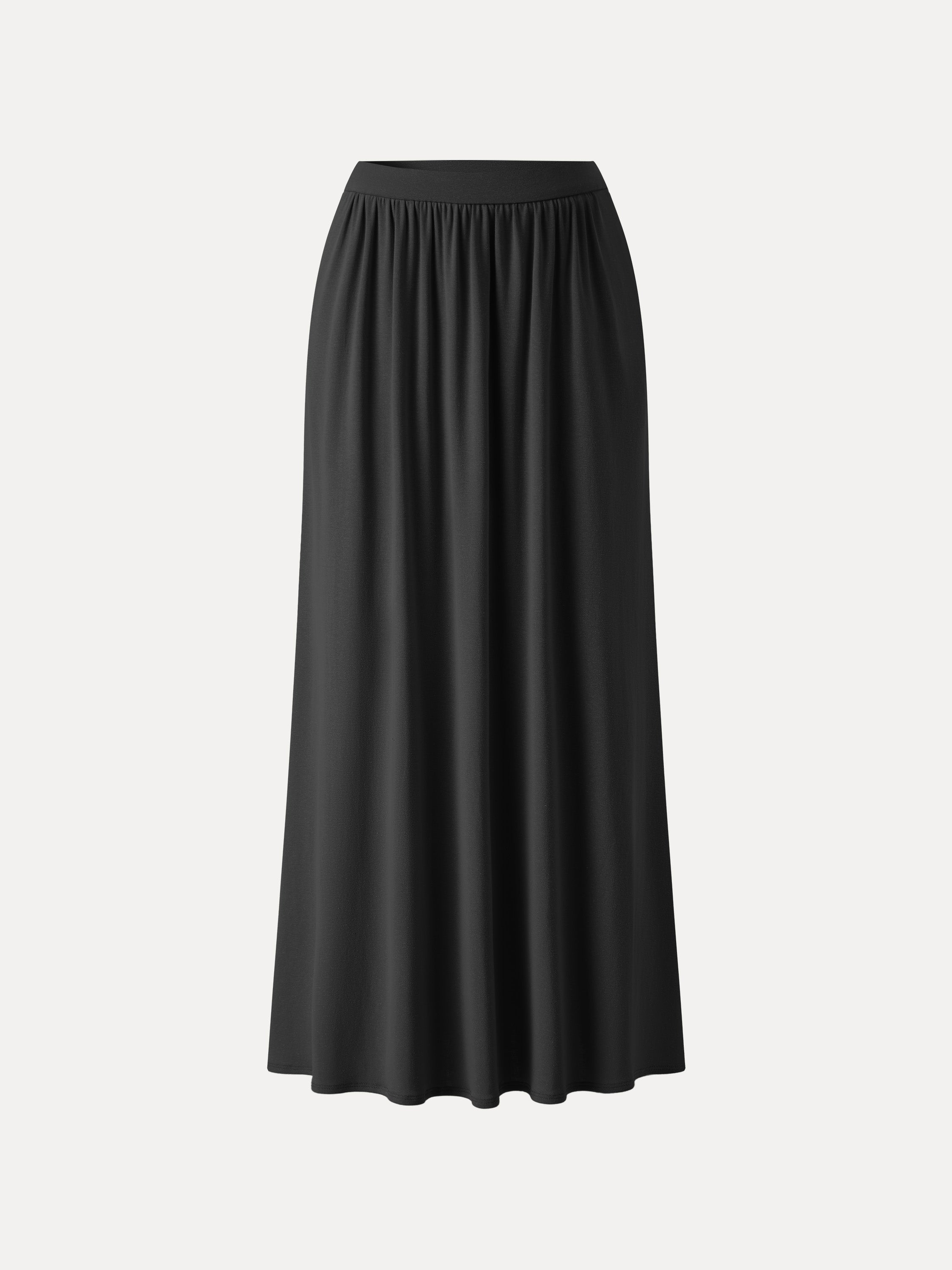 OGLmove Soft Linen Knit Gathered A-Line Maxi Skirt with Pockets
