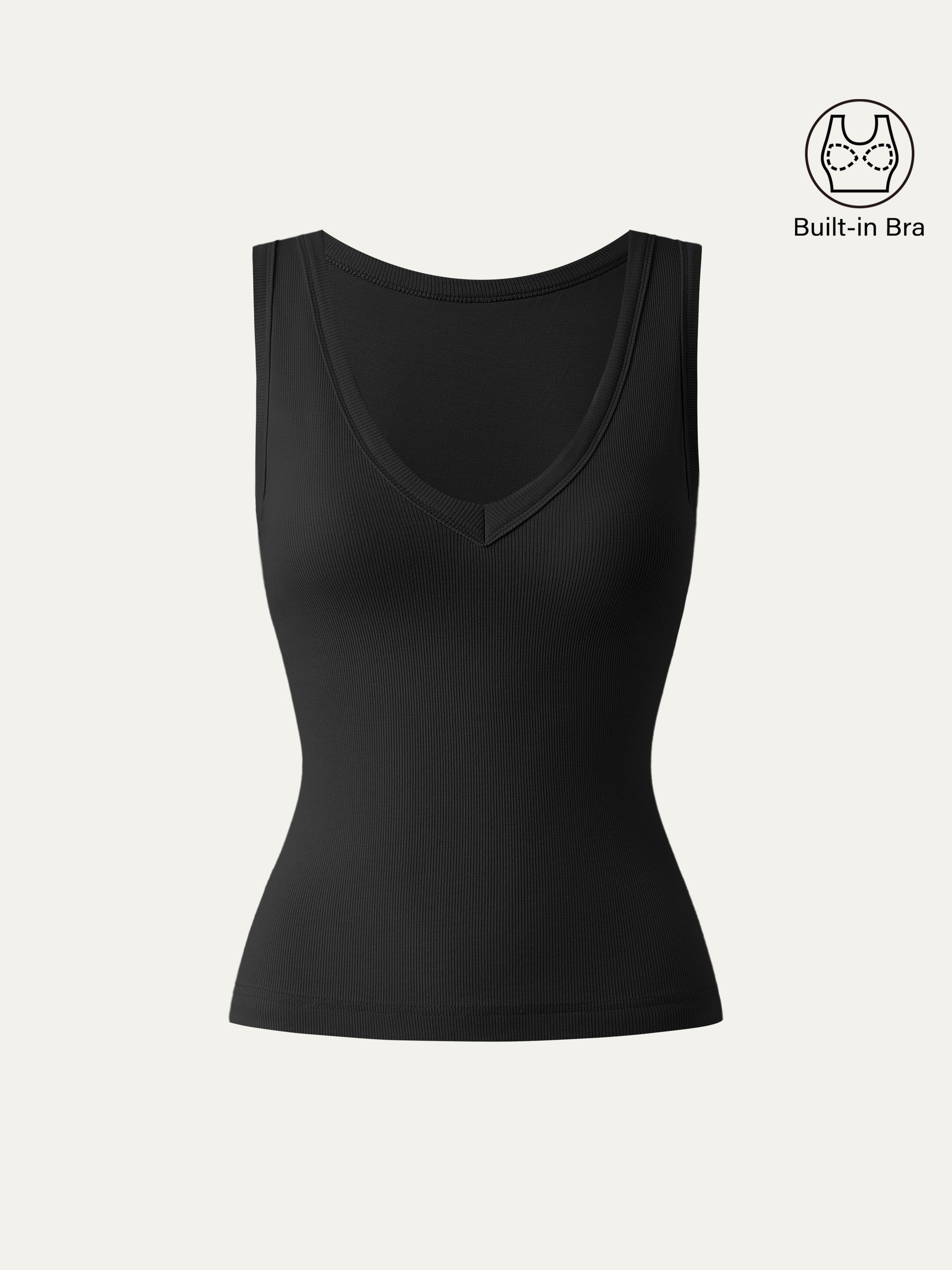 OGLmove Stretchy Cotton Air Bra V-Neck Tank Top Heather Grey