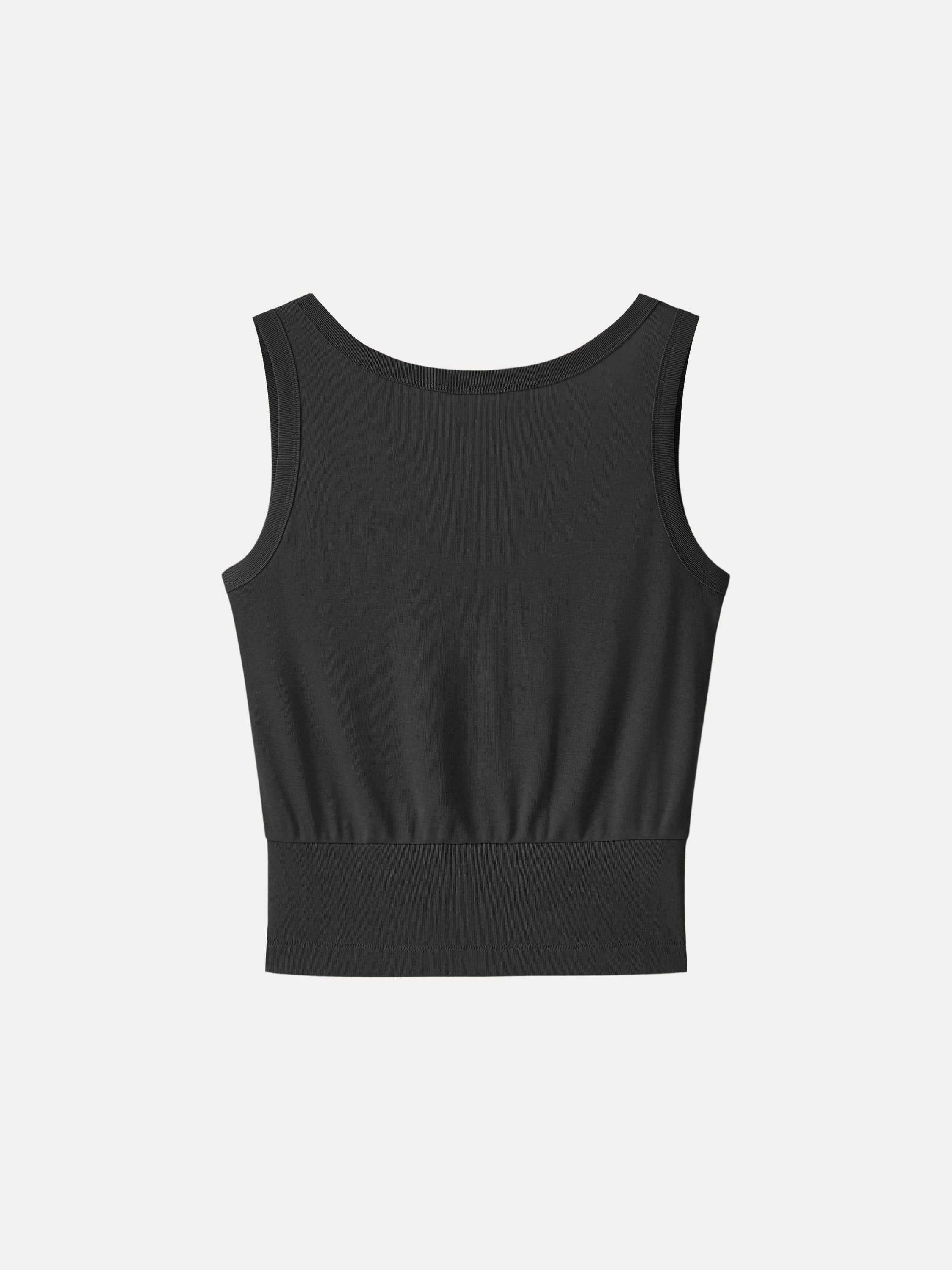 OGLmove Cotton-Linen Blend Reversible Boatneck Low Back Top