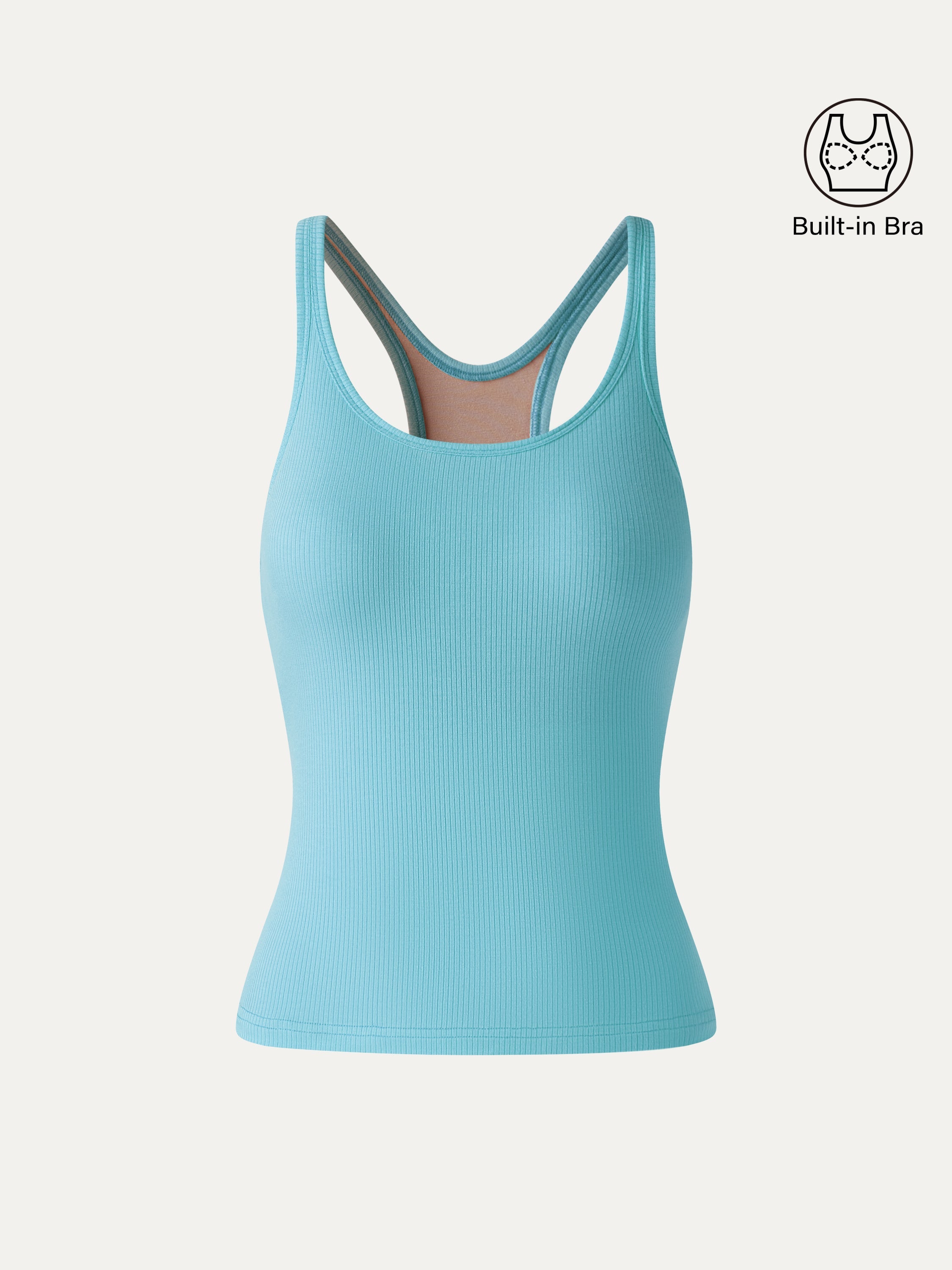 OGLmove CoolTouch Ribbed Scoop Neck Racer Back Bra Tank