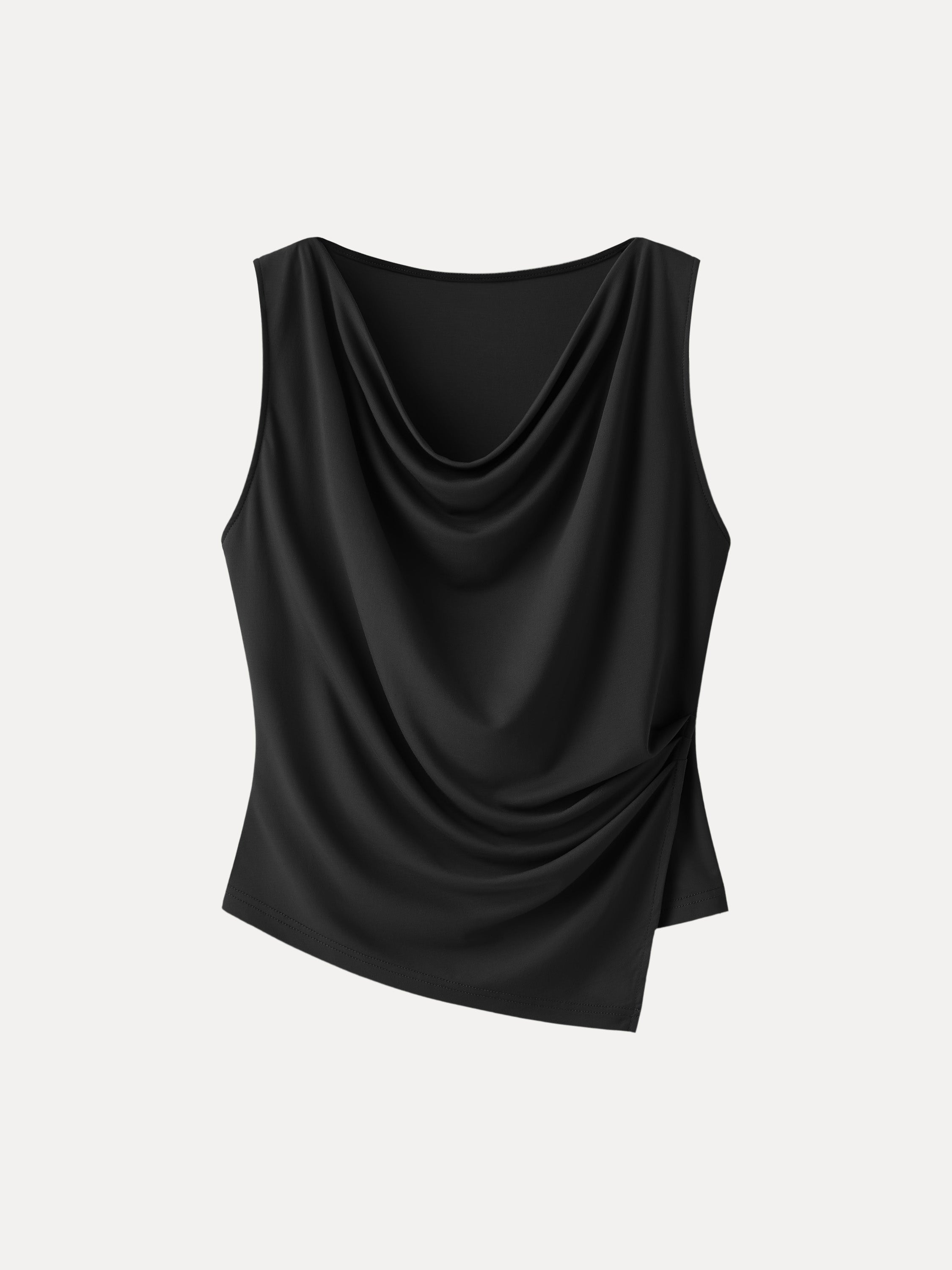 OGLmove Cowl Neck Asymmetrical Tucked Sleeveless Top