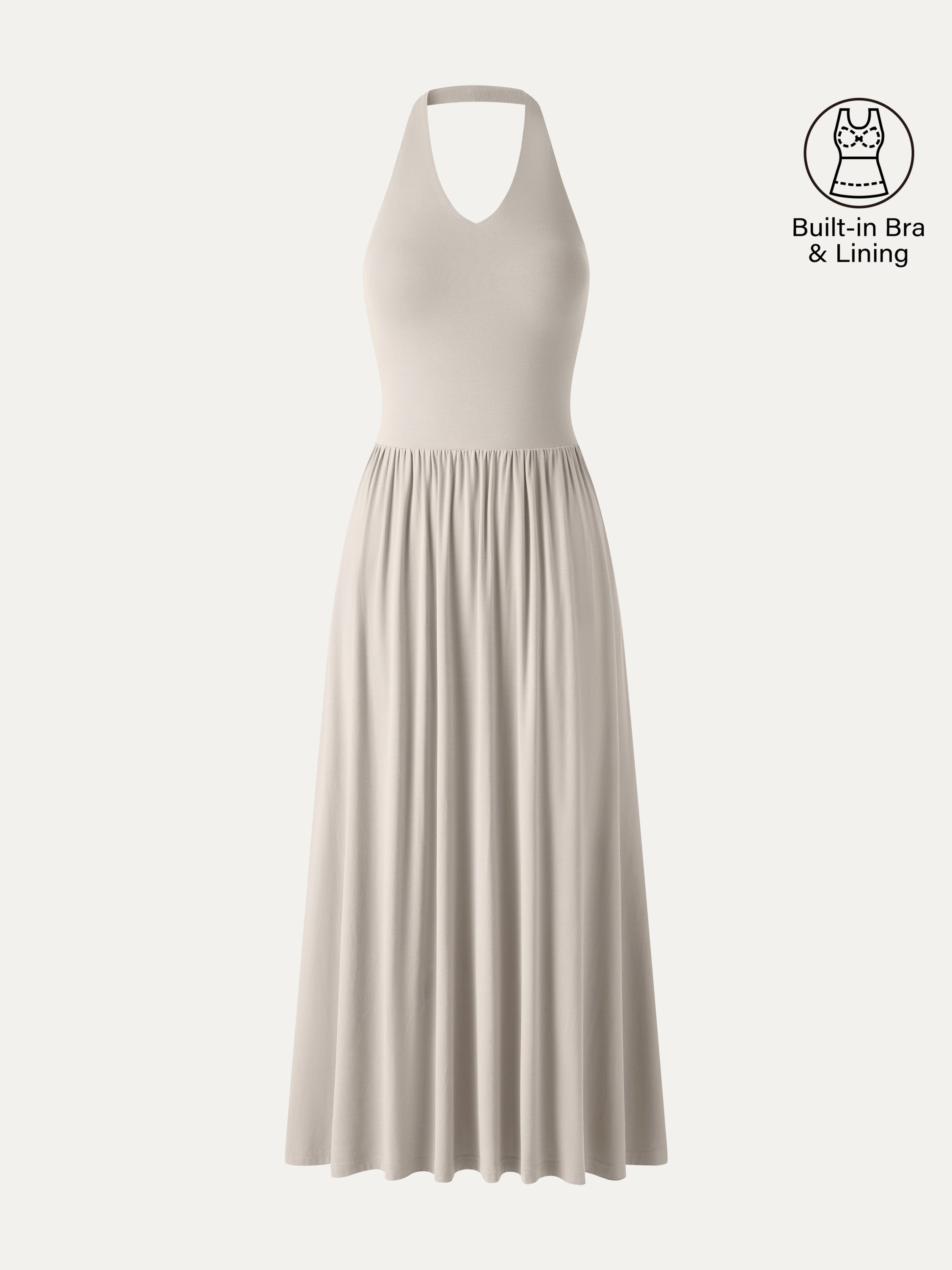 OGLmove SkinKiss Halter Ruched Midi Bra Dress with Pockets