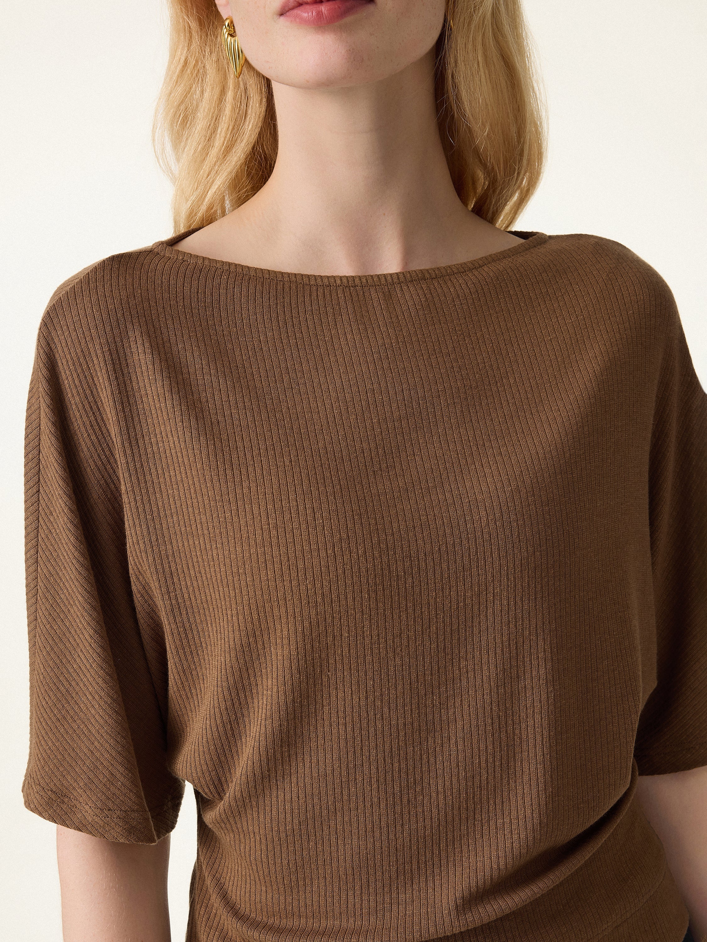 OGLmove Soft Ribbed Boatneck Relaxed Top