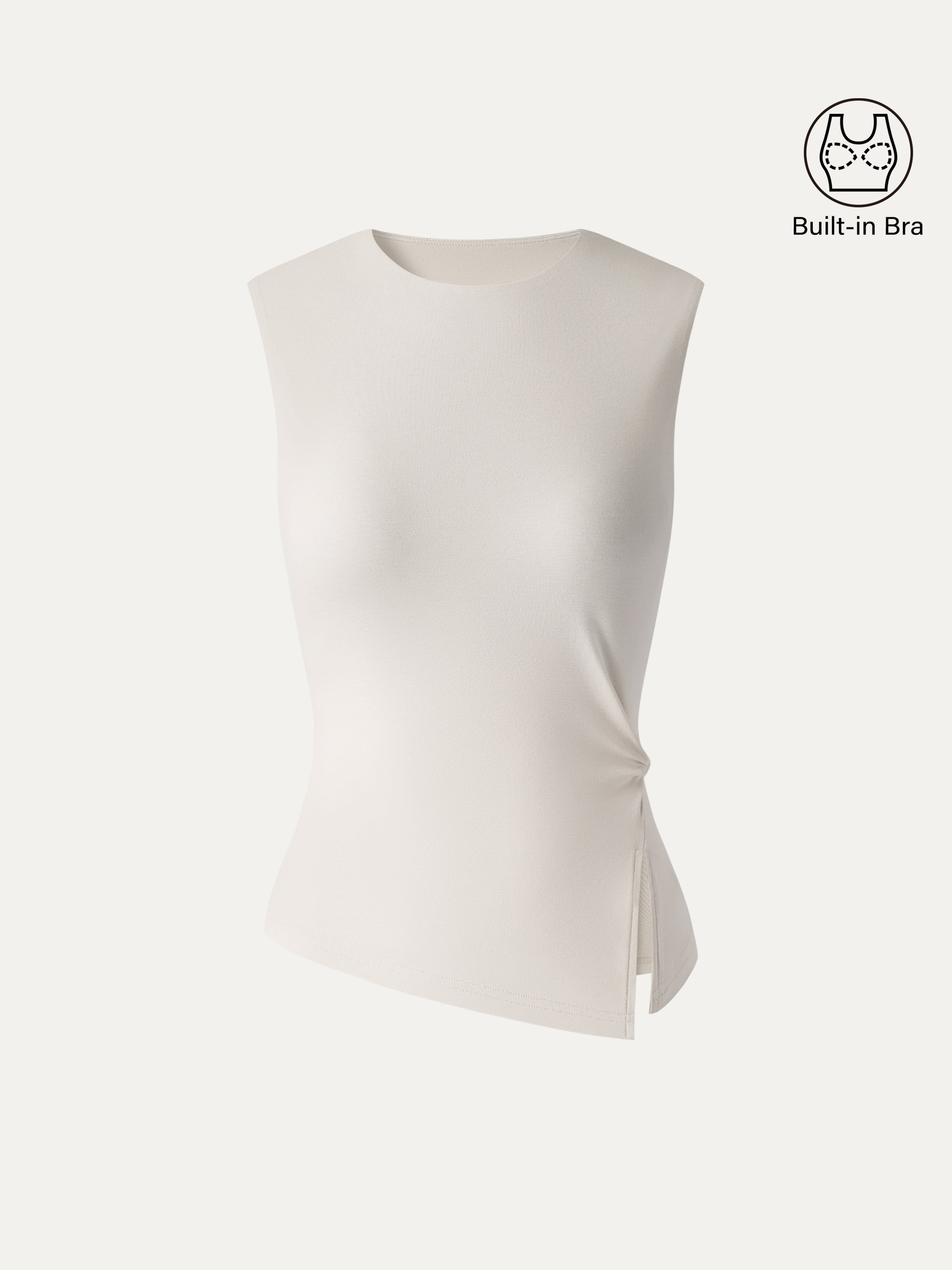 OGLmove Women's Round Neck Twisted Bra Tank with Slit