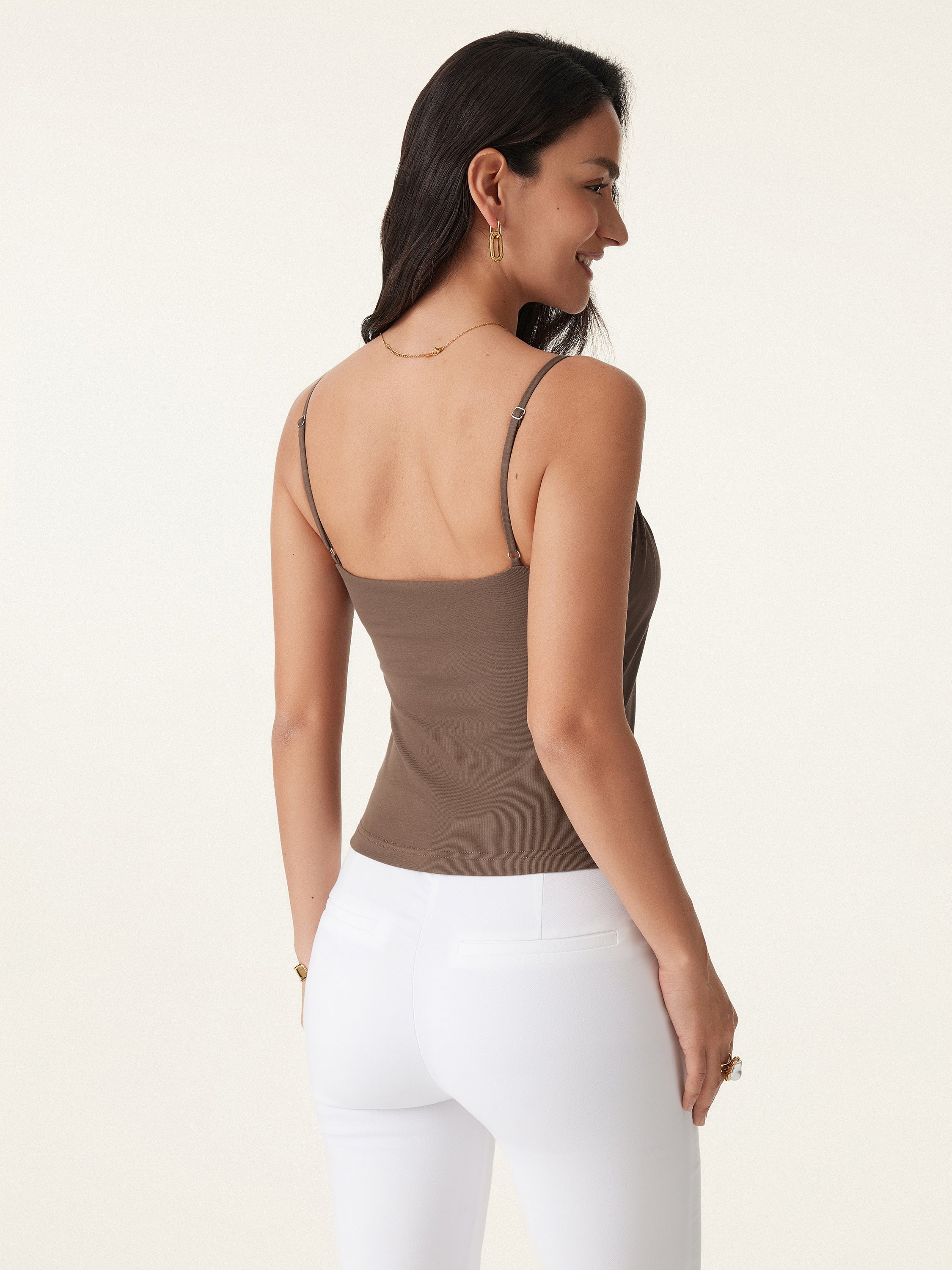 OGLmove Women's Scoop Neck Gathered Spaghetti Bra Tank